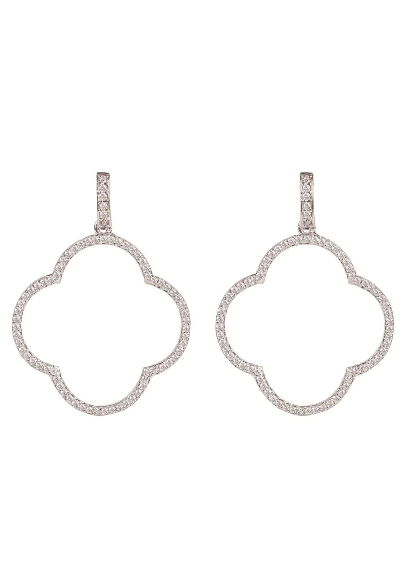 LATELITA OPEN CLOVER LARGE CZ (SILVER) DROP EARRINGS