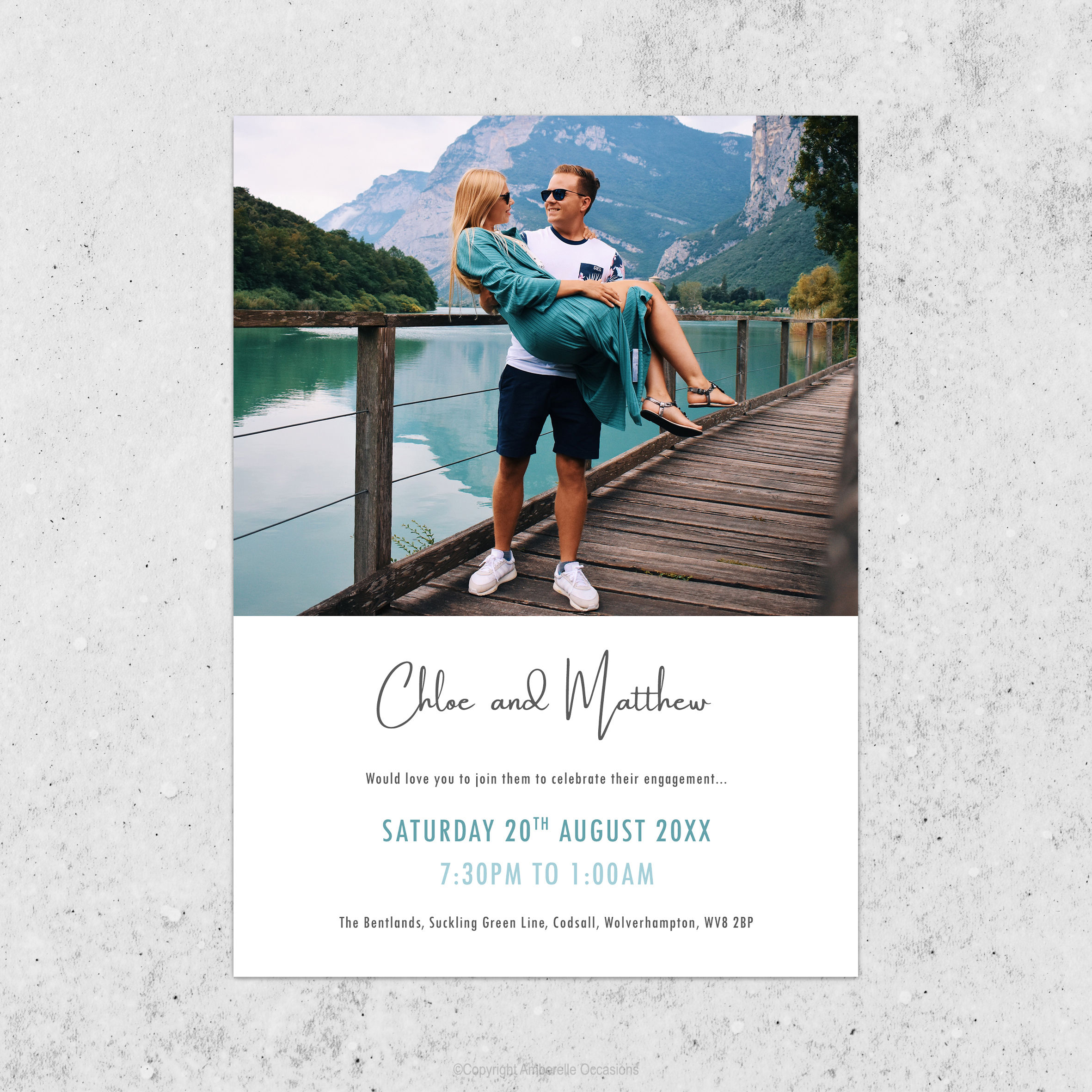 Evoke Portrait Photo Engagement Invitation