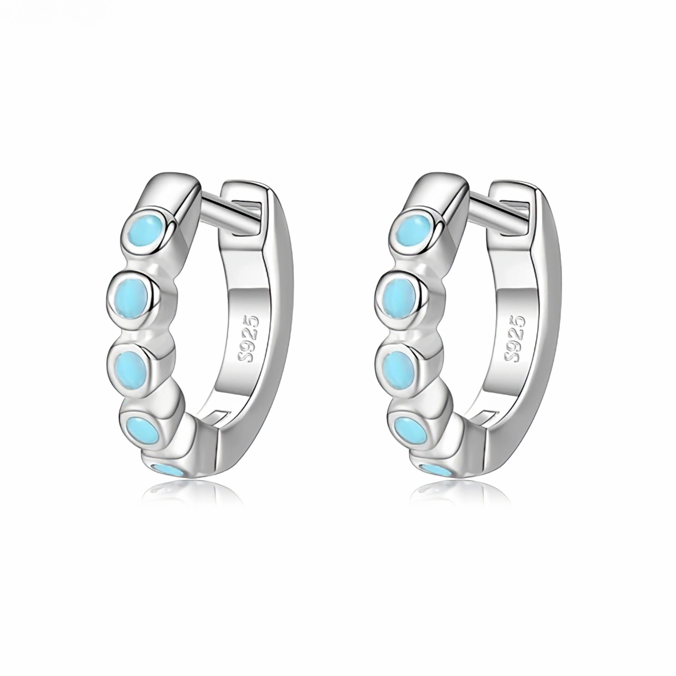 CELINA VINTAGE TURQUOISE BUBBLE (SILVER) HOOP EARRINGS