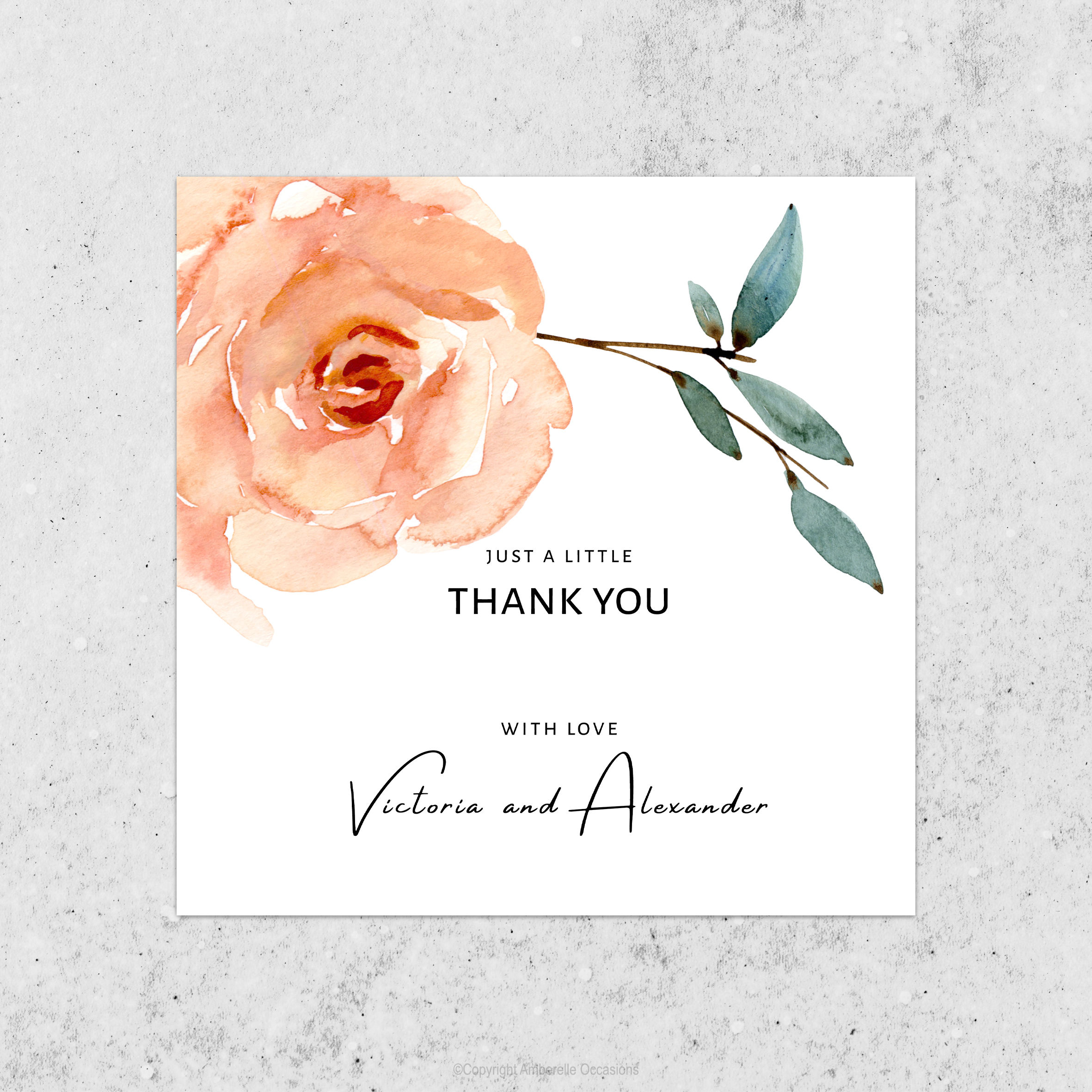 Evoke Peach Floral Wedding Thank You Card