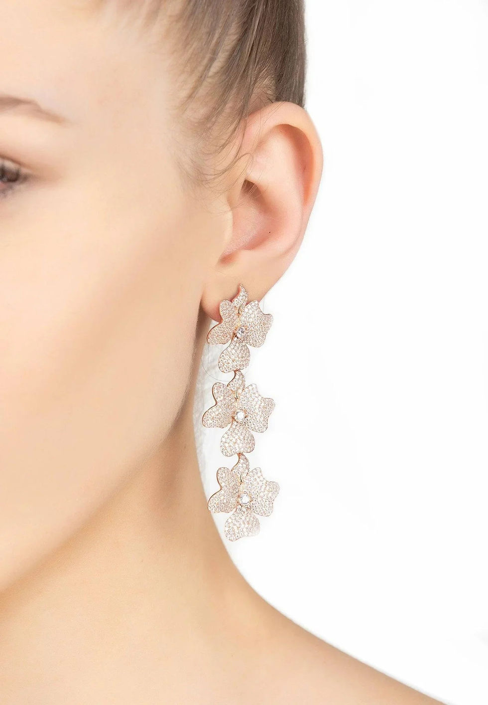 Thumbnail: Latelita Jasmine Flower Triple CZ (S) Drop Earrings
