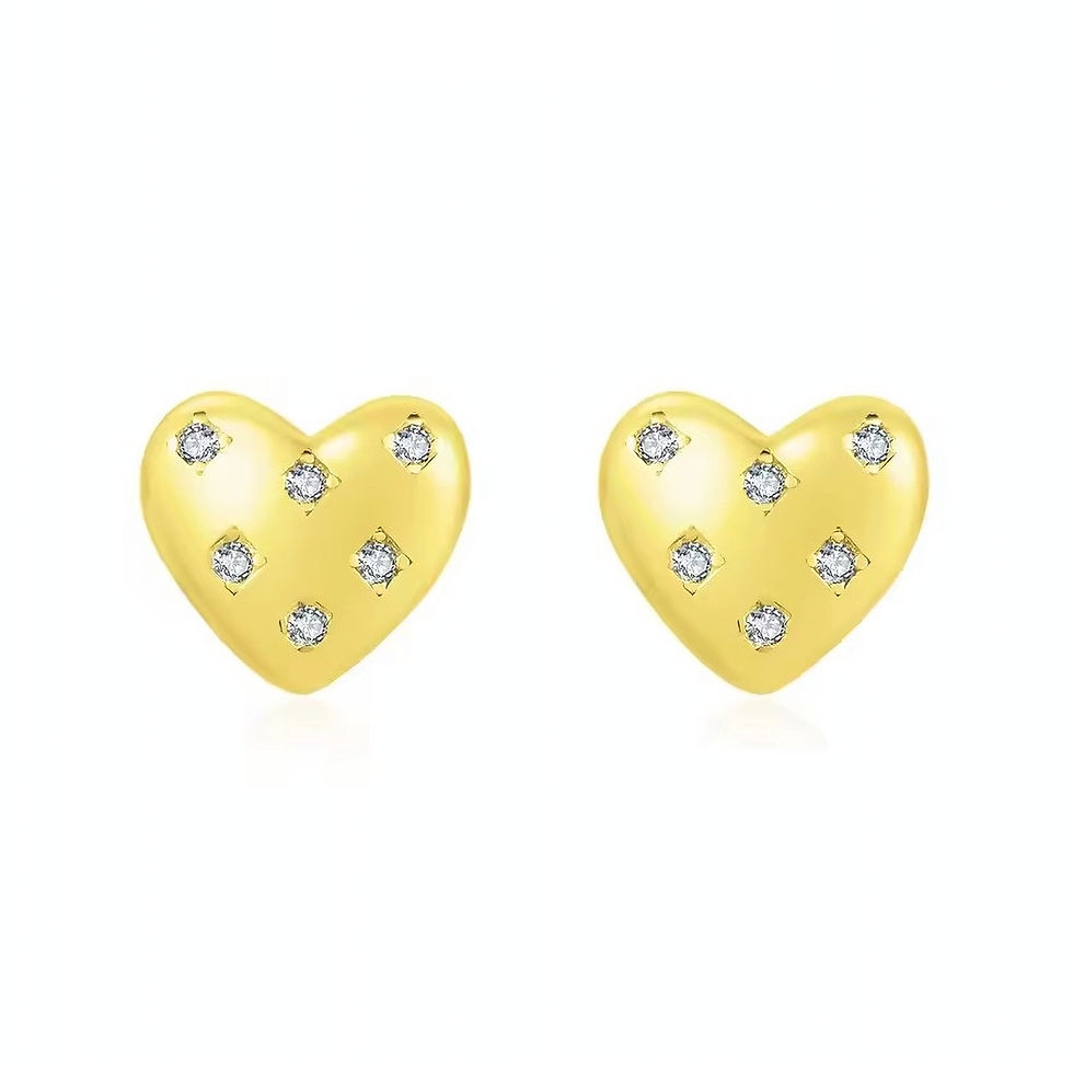 Thumbnail: Celina Shining Hearts CZ (S, G) Stud Earrings