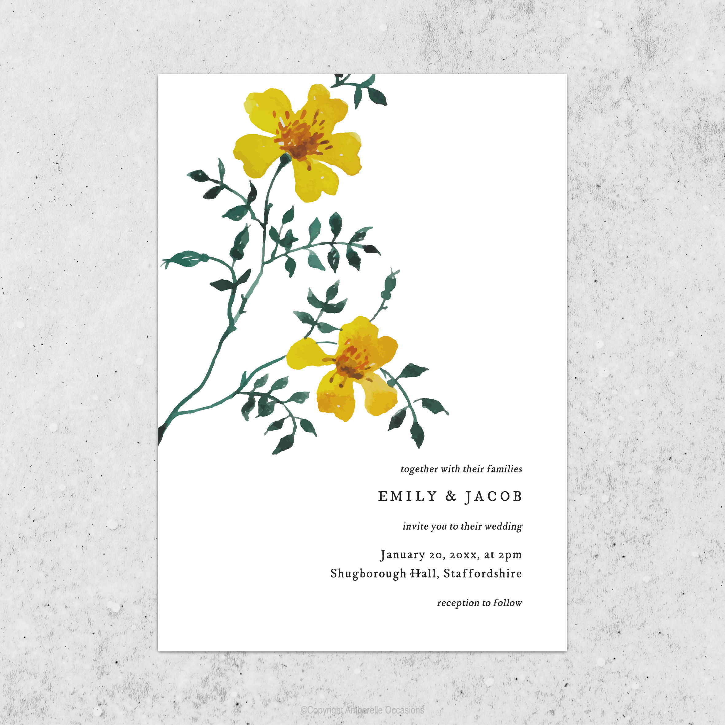 Evoke Yellow Floral Wedding Invitation