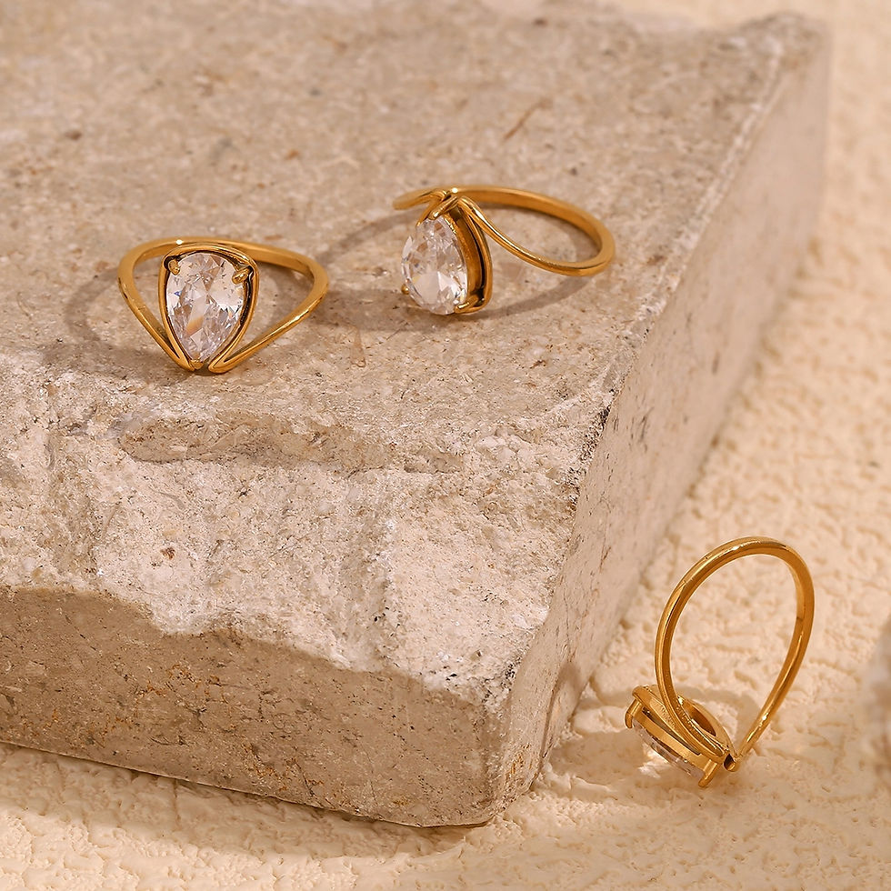 Thumbnail: ROSELLE TEAR DROP CZ (18K GOLD) RING