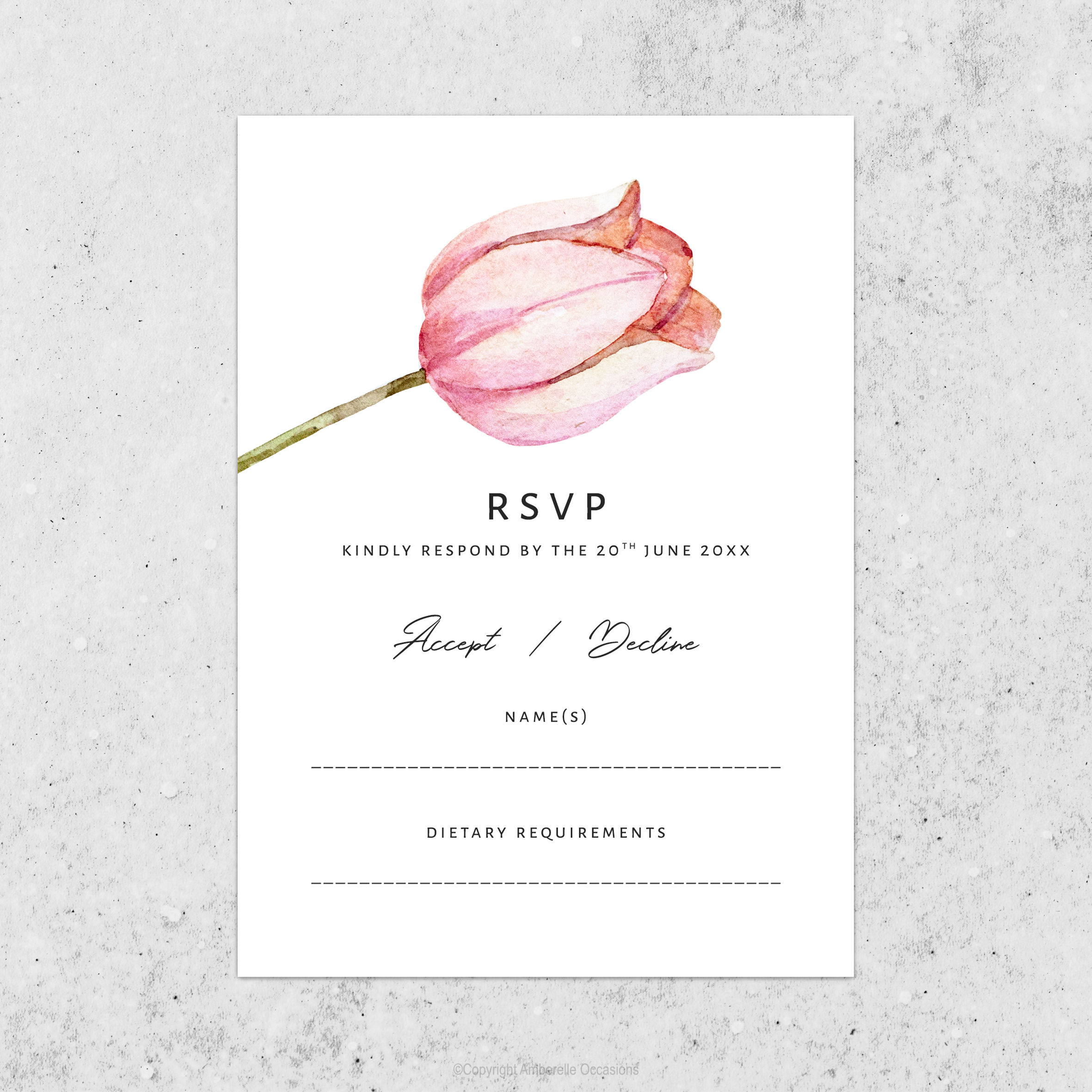 Evoke Pink Tulip Floral Wedding R.S.V.P