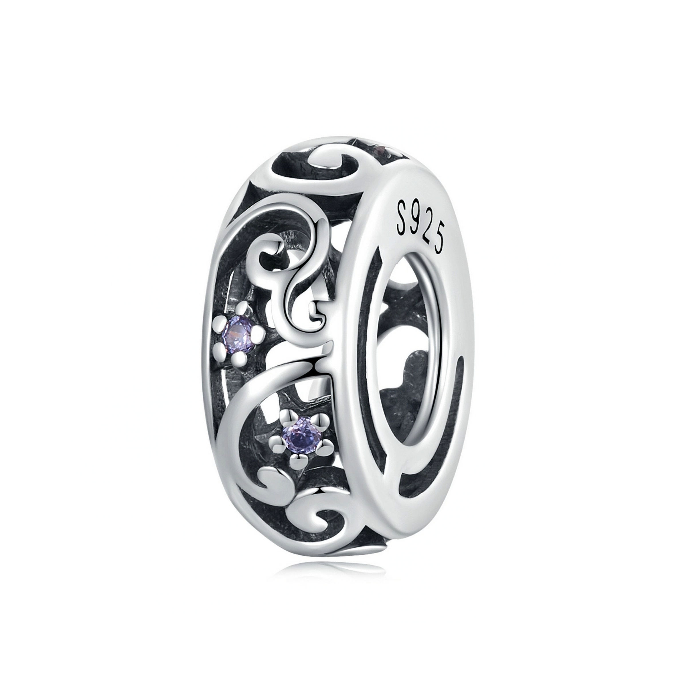 HARMONY PURPLE TINY FLOWER SCROLLS CZ (SILVER) SPACER