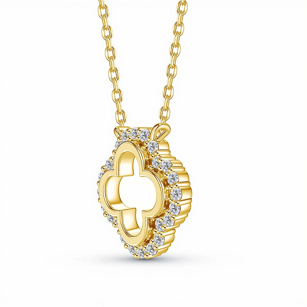 Thumbnail: MAEVE EDGED CLOVER MOISSANITE (GOLD) PENDANT NECKLACE