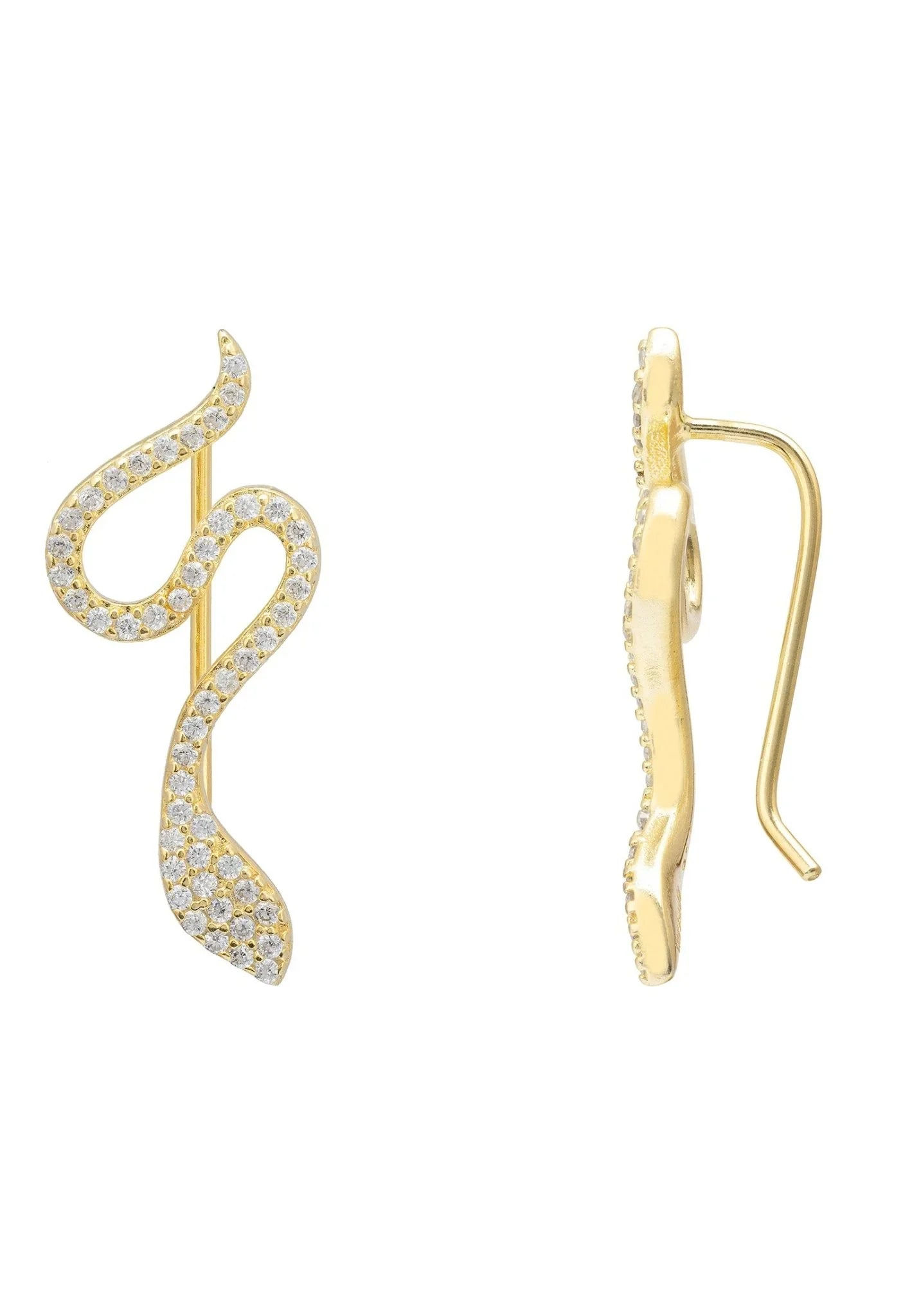 LATELITA NAGINI SNAKE CZ (GOLD) CLIMBER STUD EARRINGS