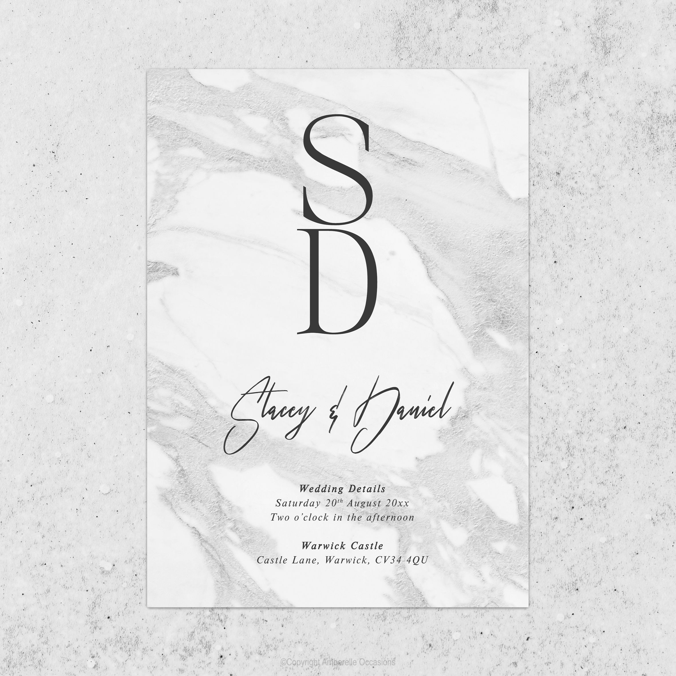 Evoke Grey Marble Wedding Invitation