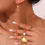 Thumbnail: ROSELLE PEARL SHELL (SILVER, 18K GOLD) STUD EARRINGS, NECKLACE