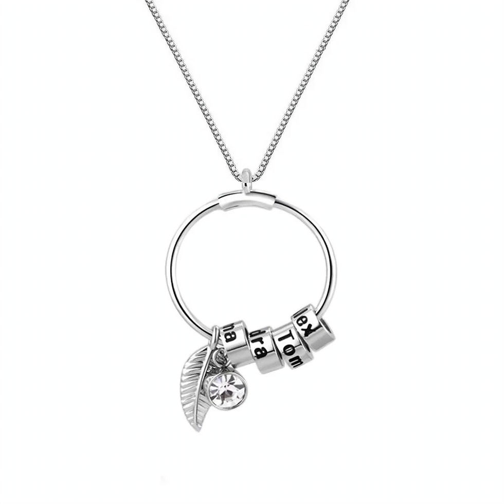 Thumbnail: SIGNATURE YOU HOOP LEAF NAME BEAD BIRTHSTONE (SILVER, GOLD, ROSE GOLD) NECKLACE