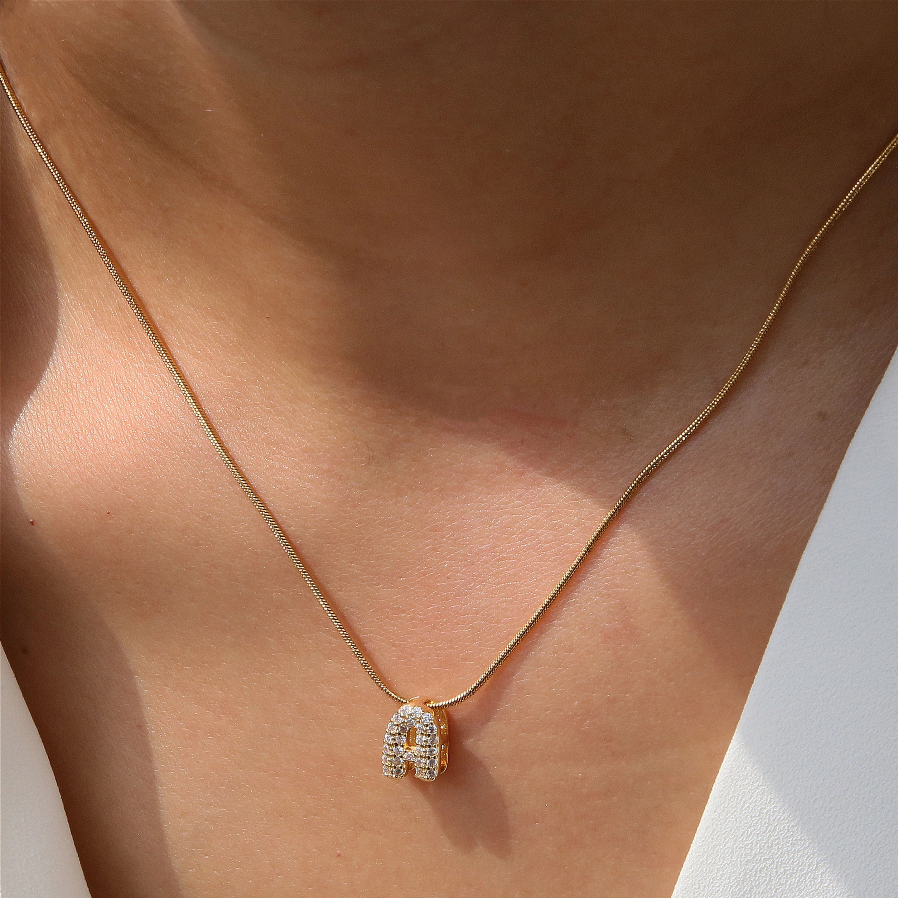 SIGNATURE YOU SMALL BUBBLE CZ INITIAL (SILVER, GOLD) NECKLACE