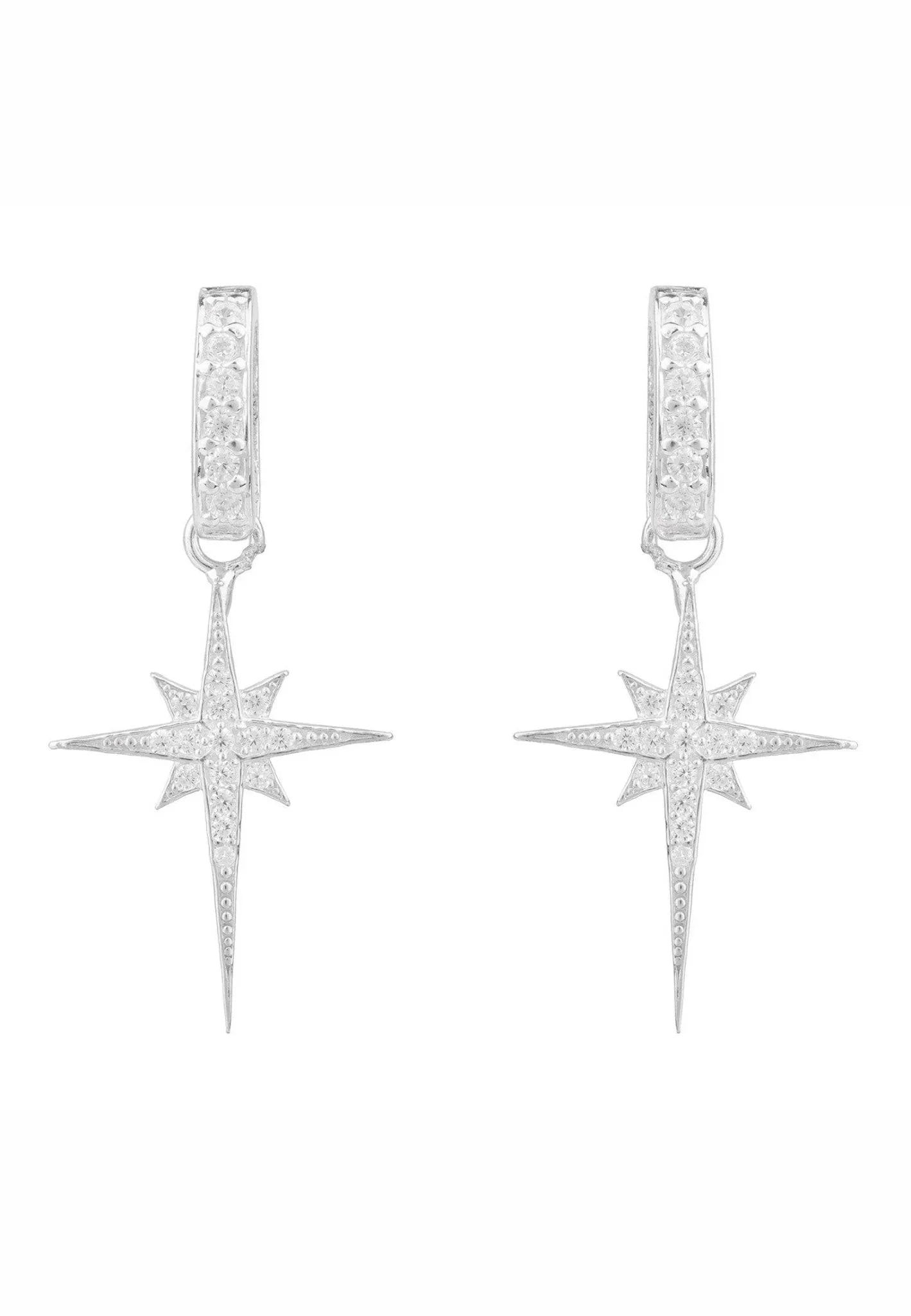 LATELITA NORTH STAR BURST SMALL CZ (SILVER) DROP EARRINGS