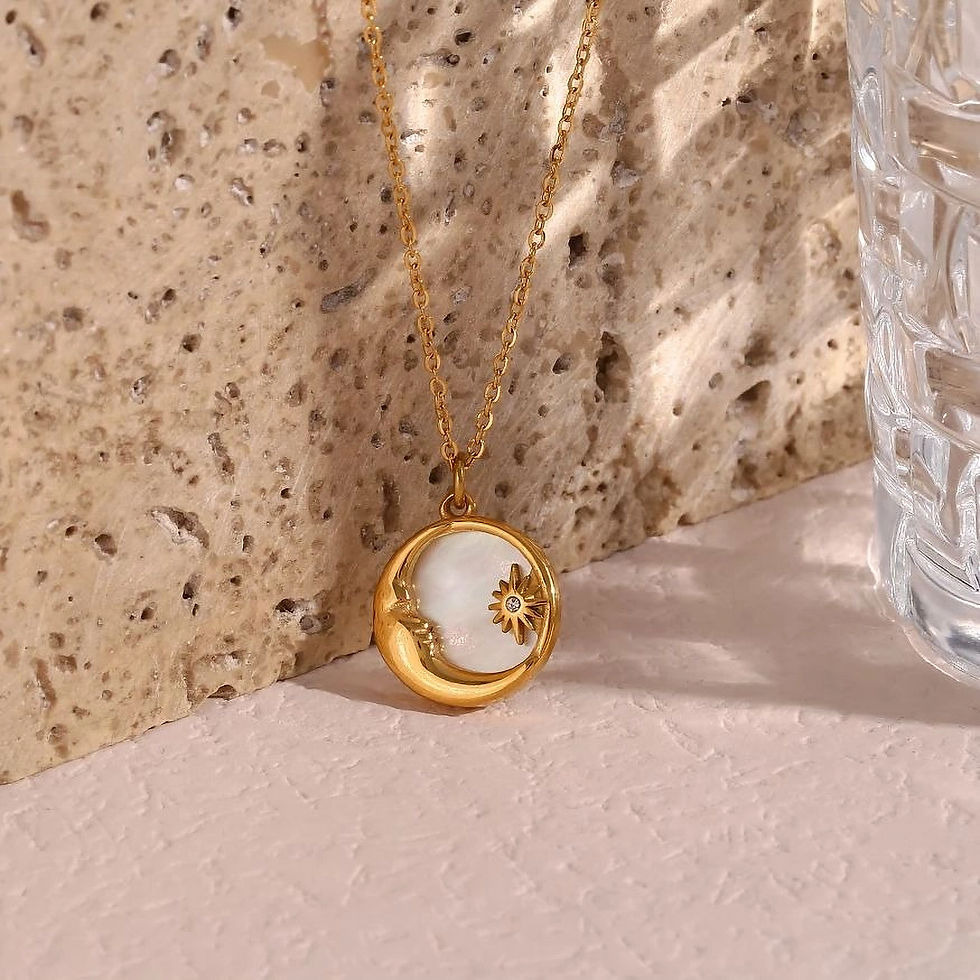 Thumbnail: ROSELLE MOTHER-OF-PEARL CELESTIAL CZ (18K GOLD) DROP EARRINGS