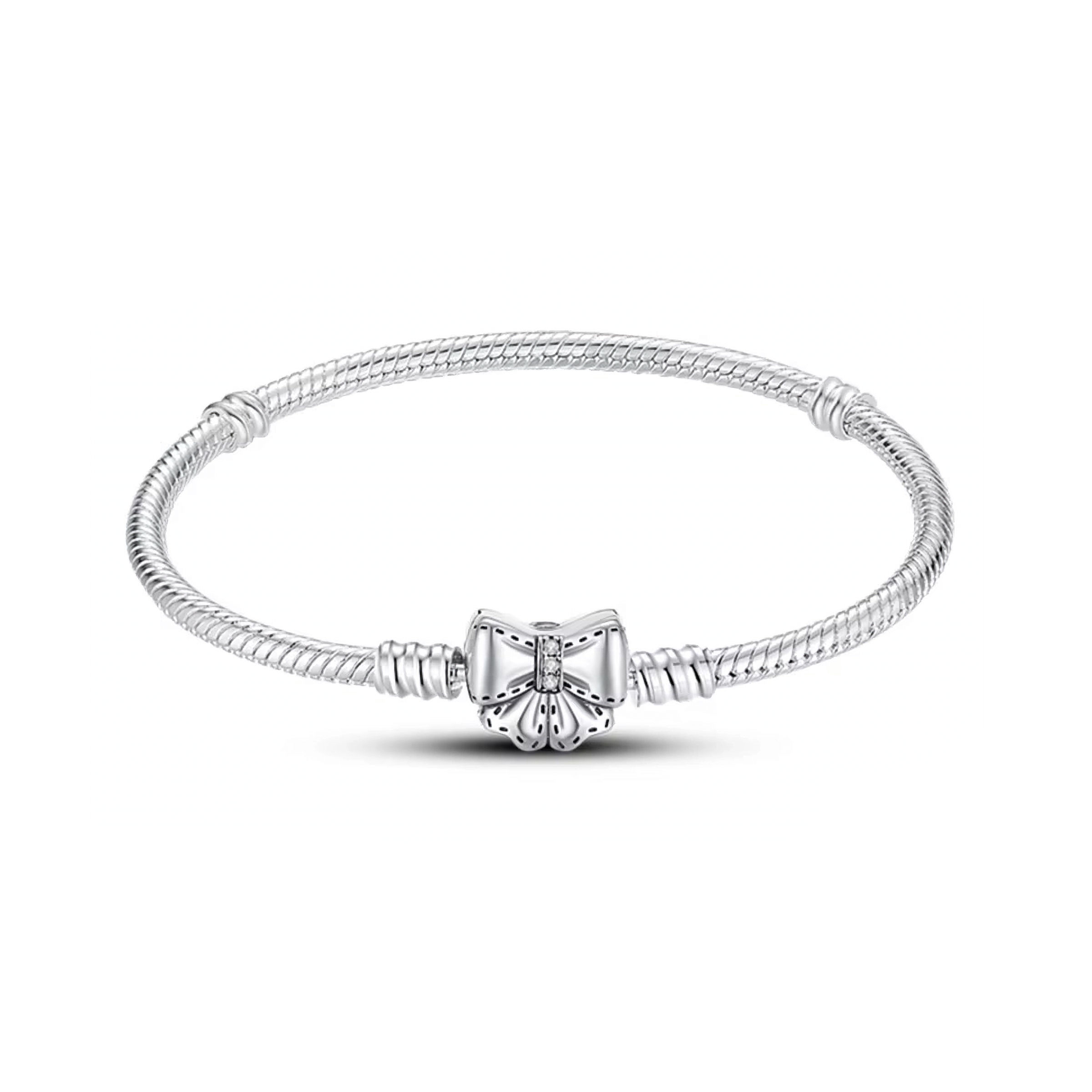 HARMONY ICED BOW CZ (SILVER) CHARM BRACELET