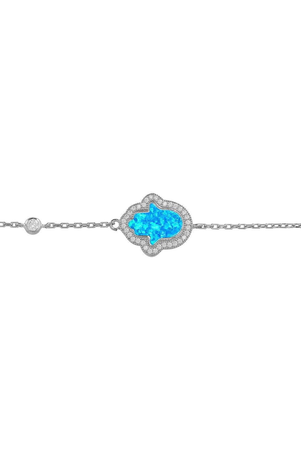 Thumbnail: LATELITA HAMSA OPALITE TURQUOISE BLUE CZ (SILVER) BRACELET