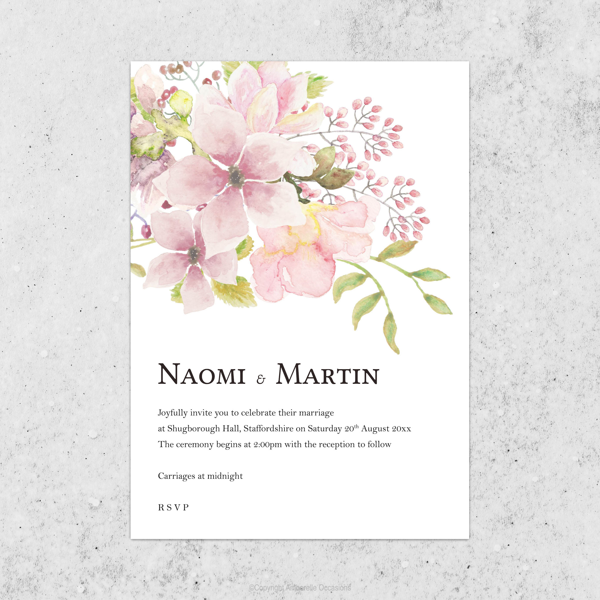 Evoke Lilac & Pink Floral Wedding Invitation