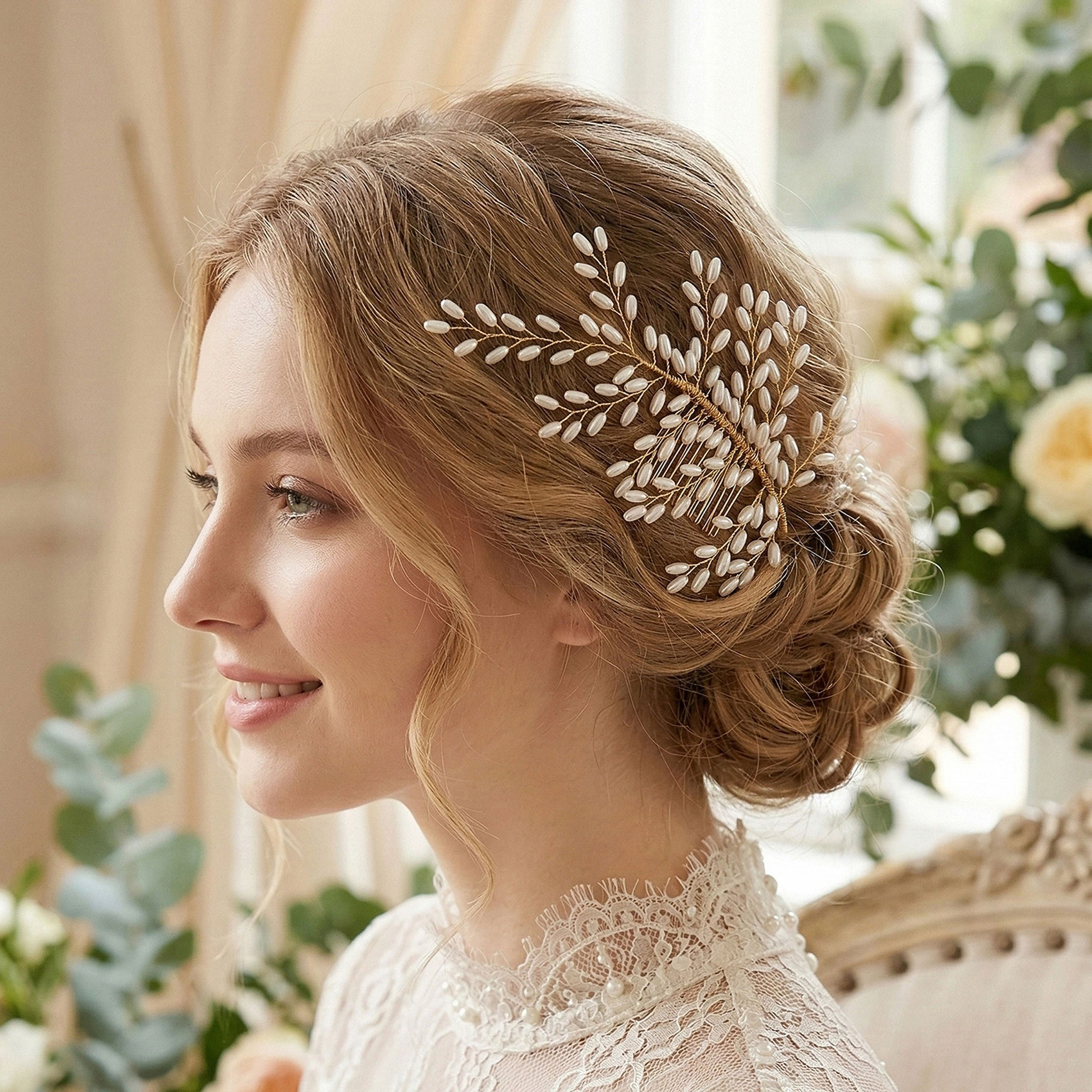 AMBERELLE CELESTE PEARL (G) HANDMADE BRIDAL HAIR PIECE