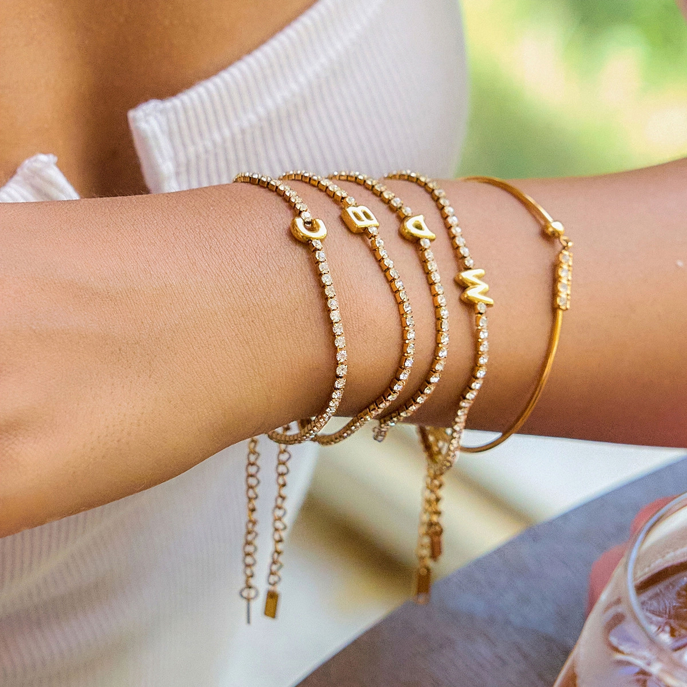 SIGNATURE YOU PRETTY INITIAL CZ CURB CHAIN (GOLD) BRACELET