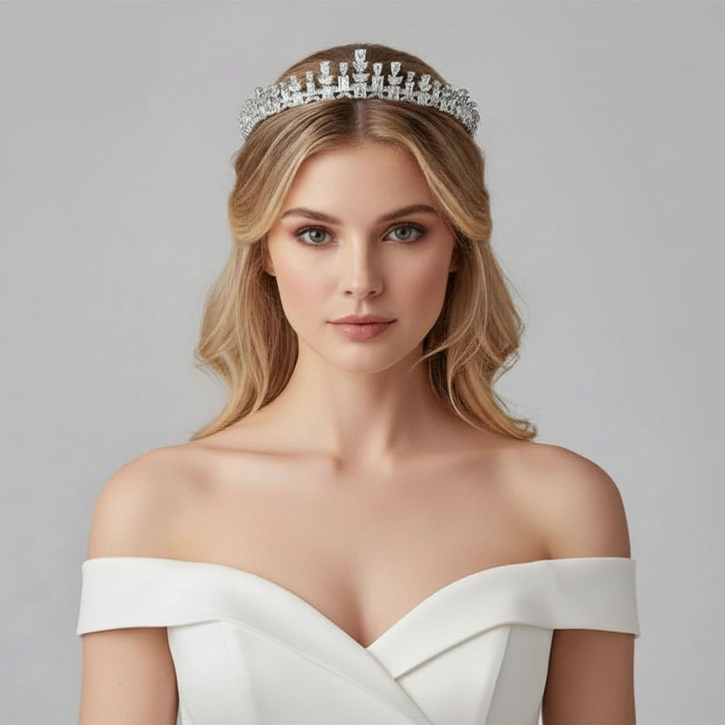 AMBERELLE EDITH CZ (SILVER) BRIDAL TIARA