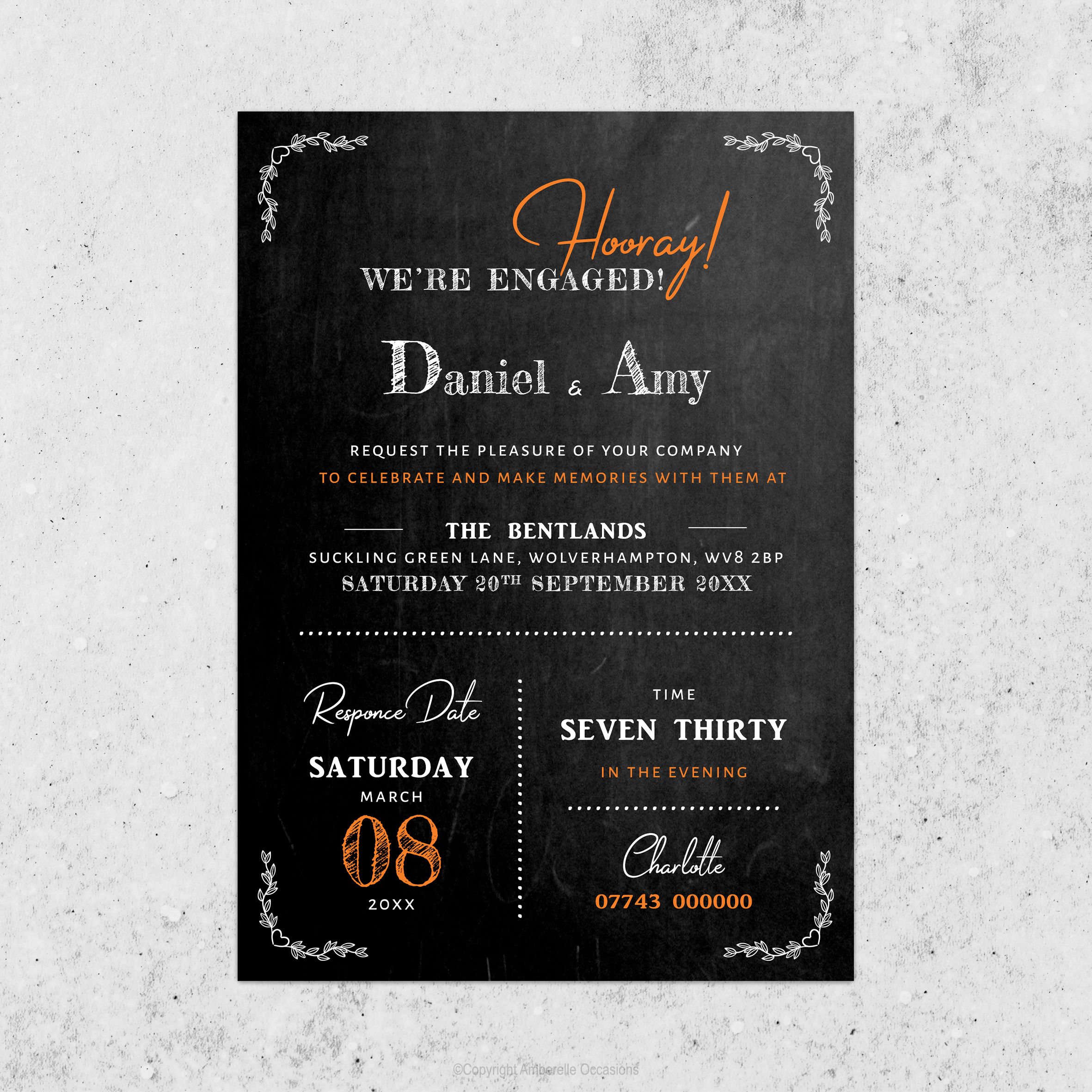 Evoke Chalkboard Engagement Invitation