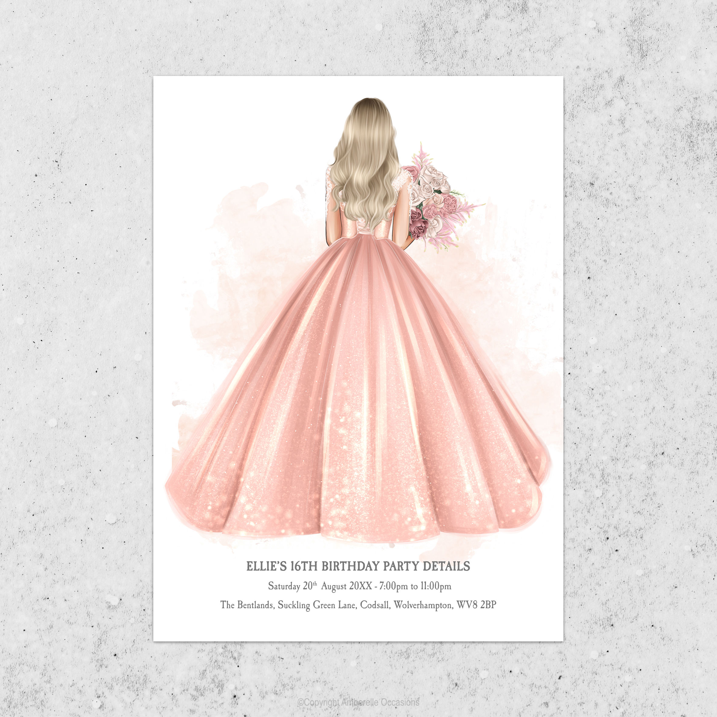 Evoke Gorgeous Prom Dress Birthday Invitation