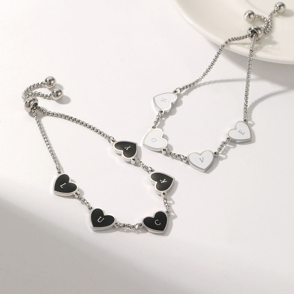 Thumbnail: SIGNATURE YOU NAME ENAMEL LOVE HEART (SILVER, GOLD) BRACELET
