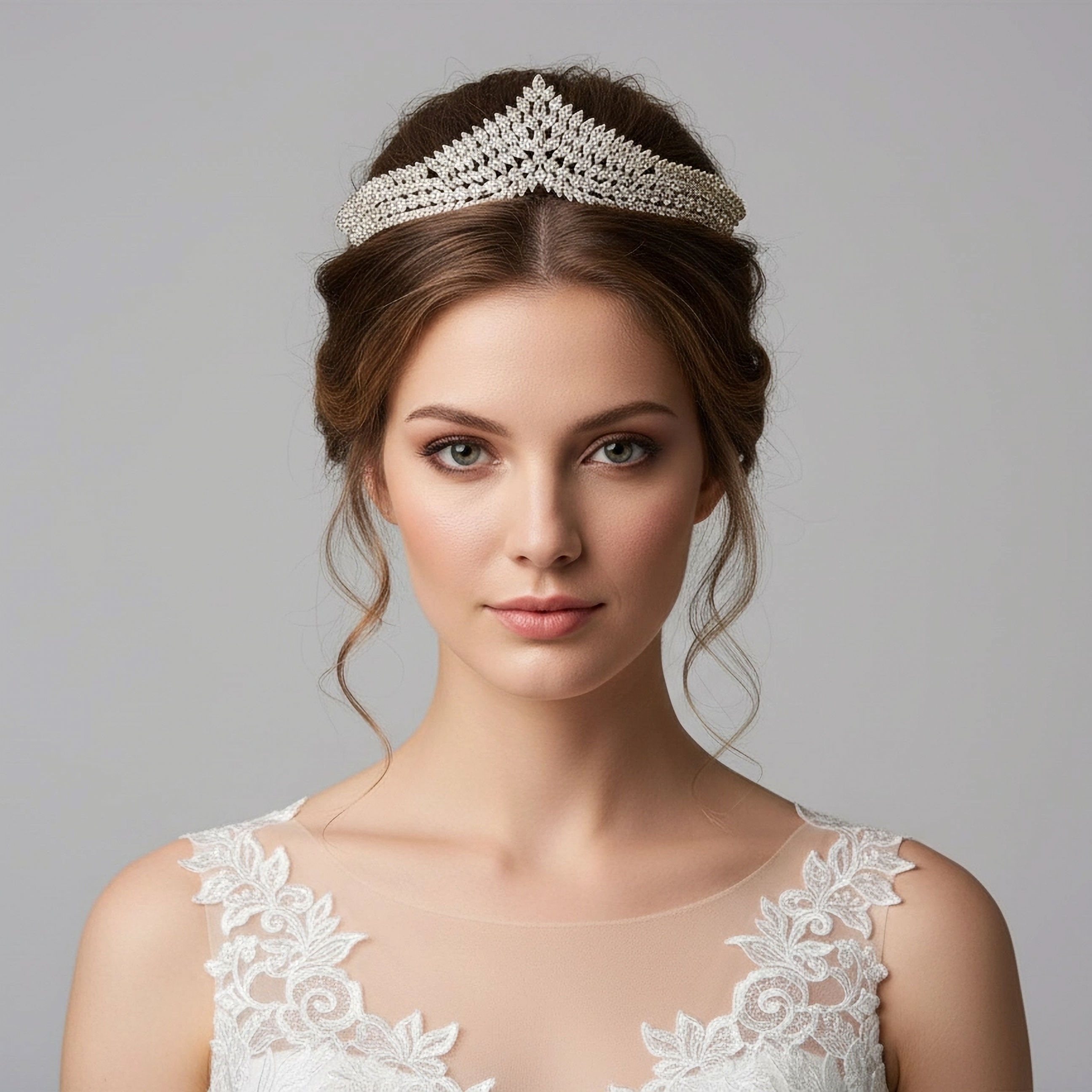 AMBERELLE ESTHER CZ (SILVER) BRIDAL TIARA