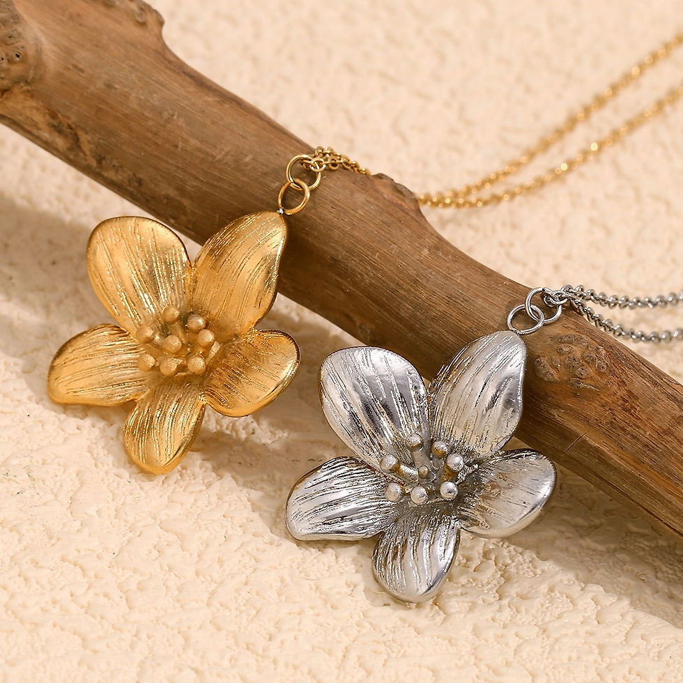 Thumbnail: ROSELLE FIVE PETALS FLOWER (SILVER, 18K GOLD) NECKLACE