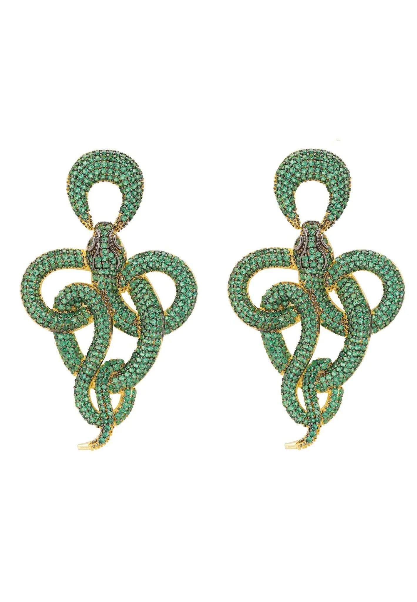 LATELITA VIPER SNAKE EMERALD CZ (GOLD) DROP EARRINGS
