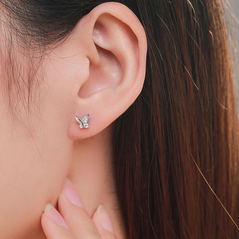 Thumbnail: Celina Cute Butterfly CZ (S) Stud Earrings