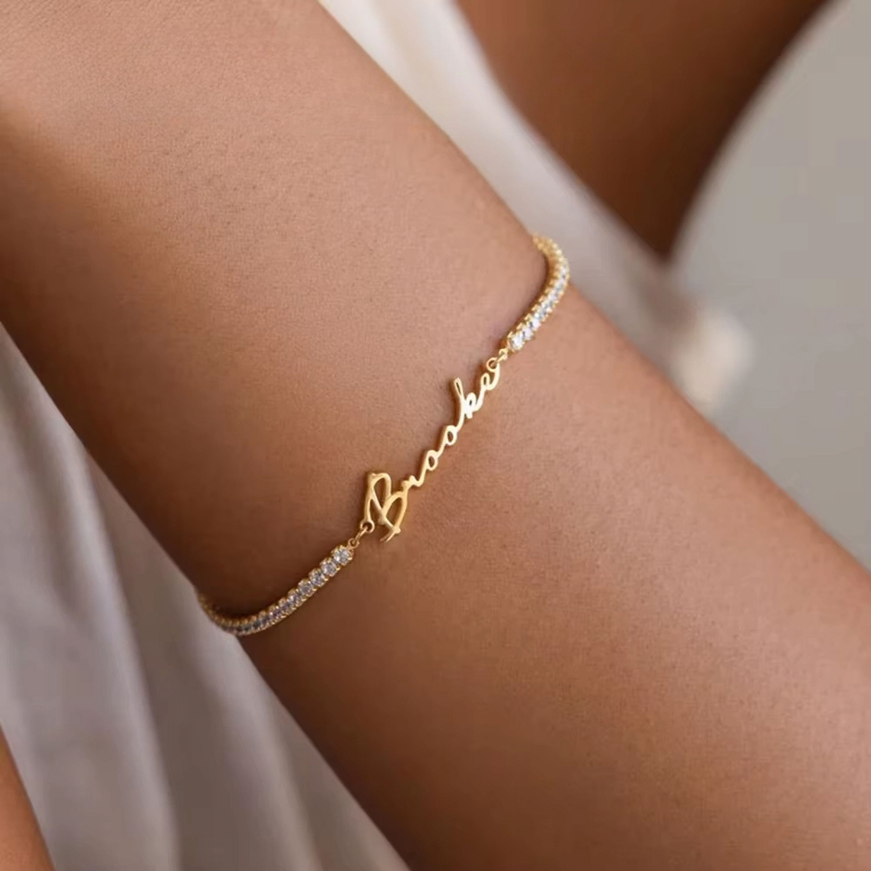 SIGNATURE YOU AUTOGRAPH CZ BAND CABLE CHAIN (SILVER, GOLD) BRACELET