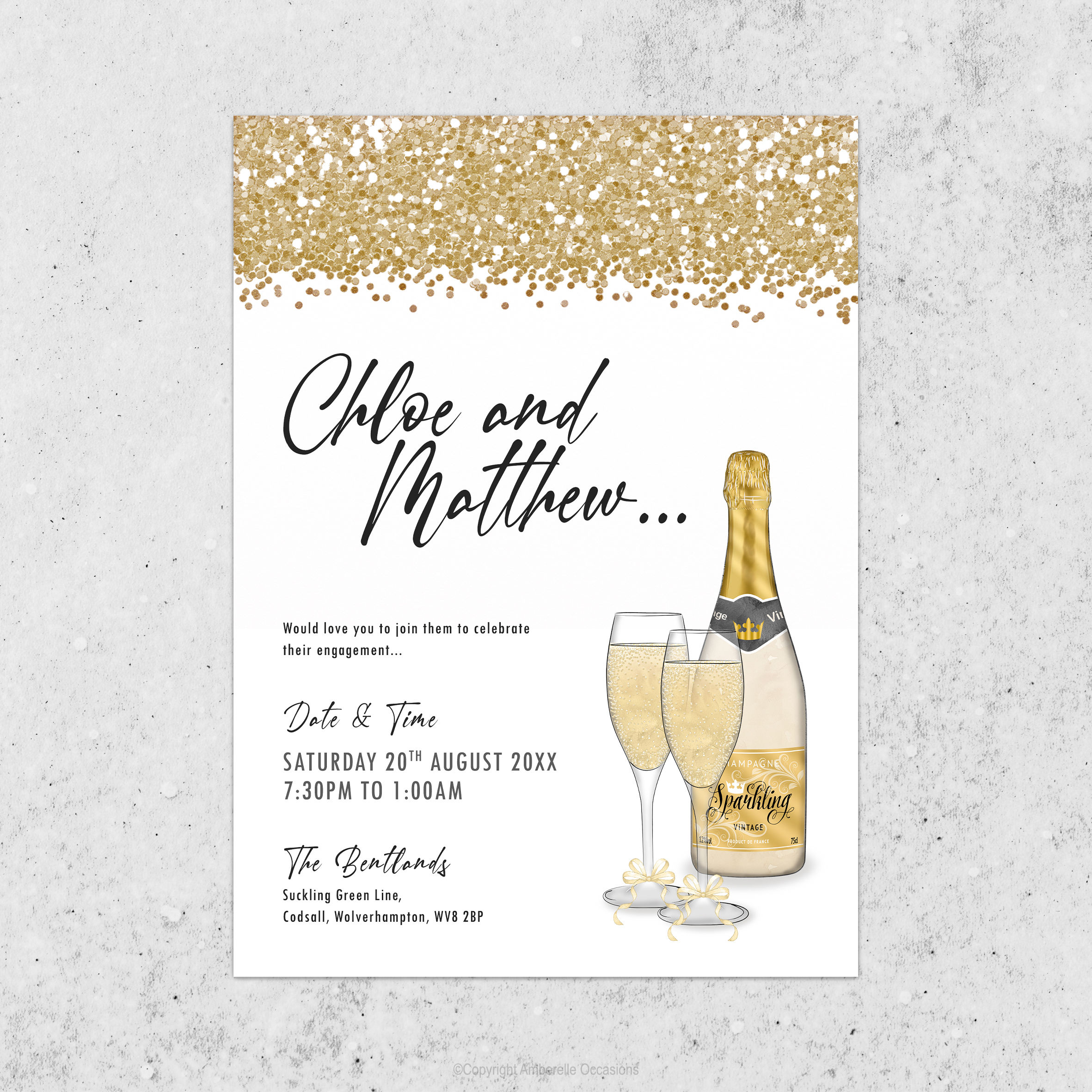 Evoke Gold Celebration Engagement Invitation