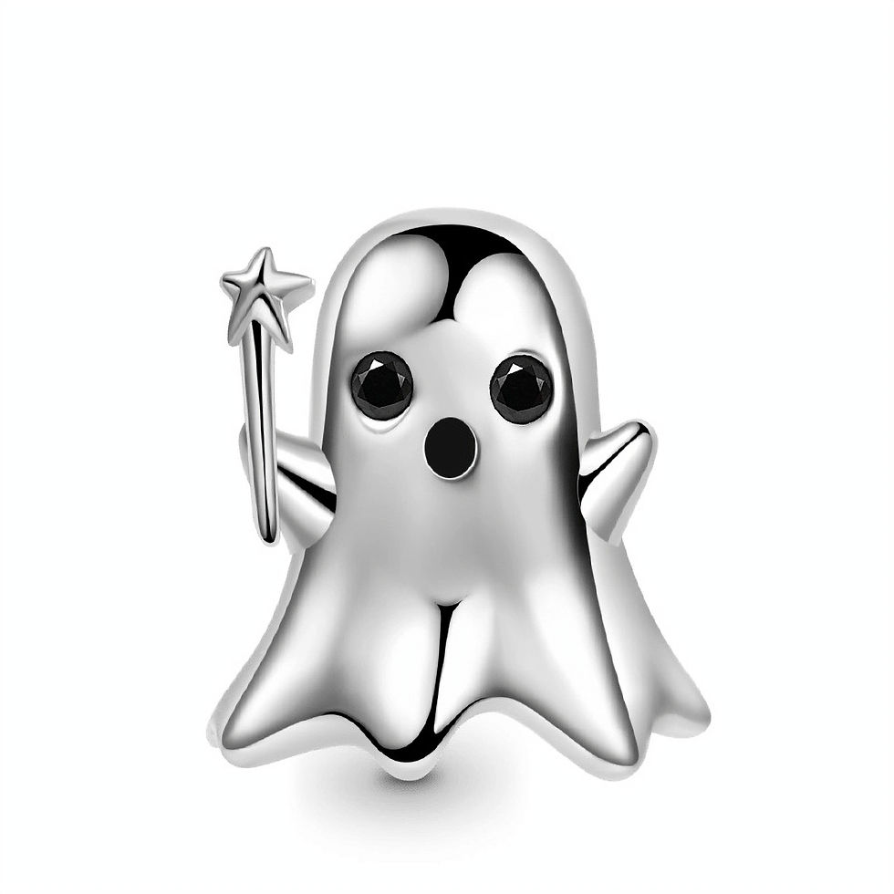 HARMONY GHOST & WAND CZ (SILVER) CHARM