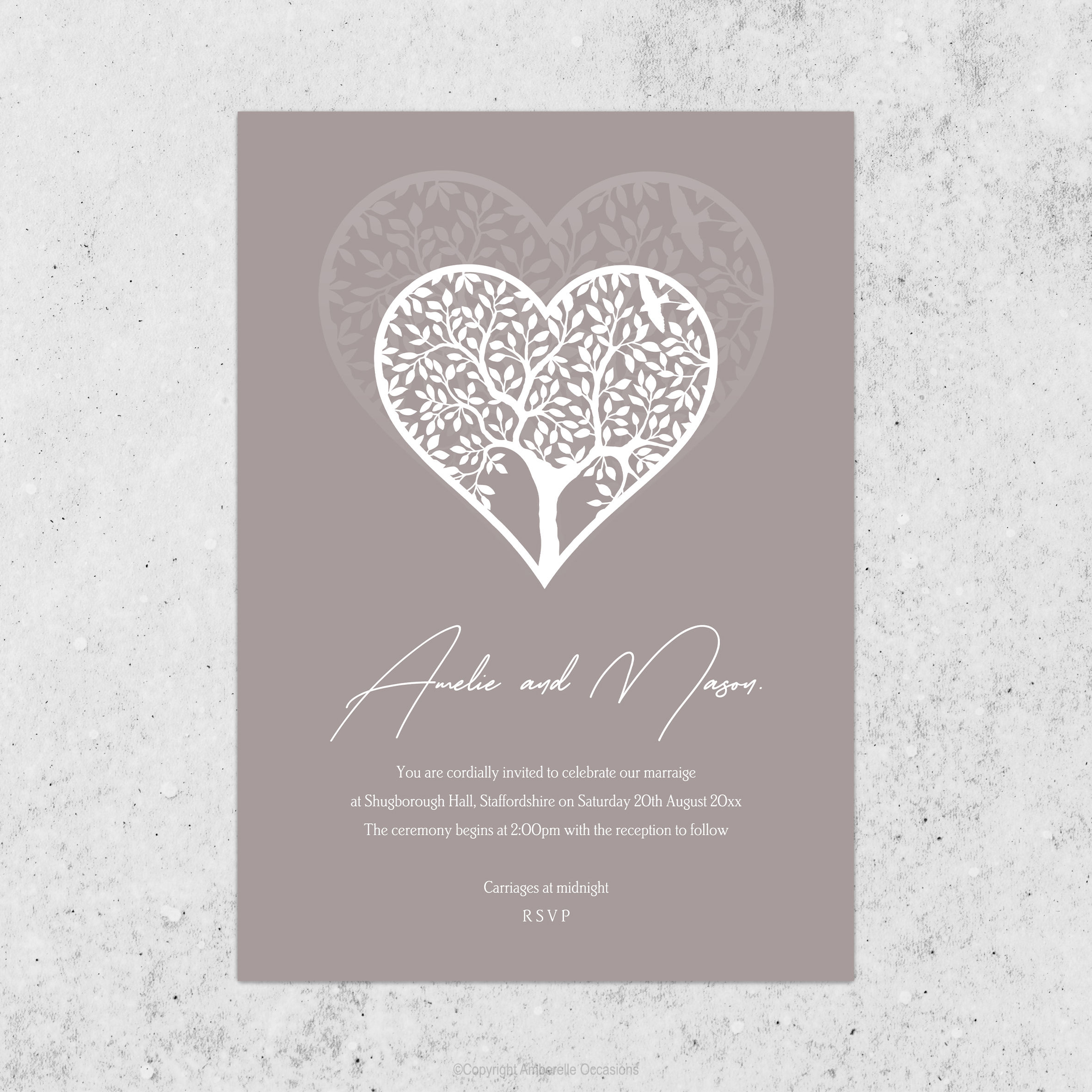 Evoke Tree Of Hearts Wedding Invitation