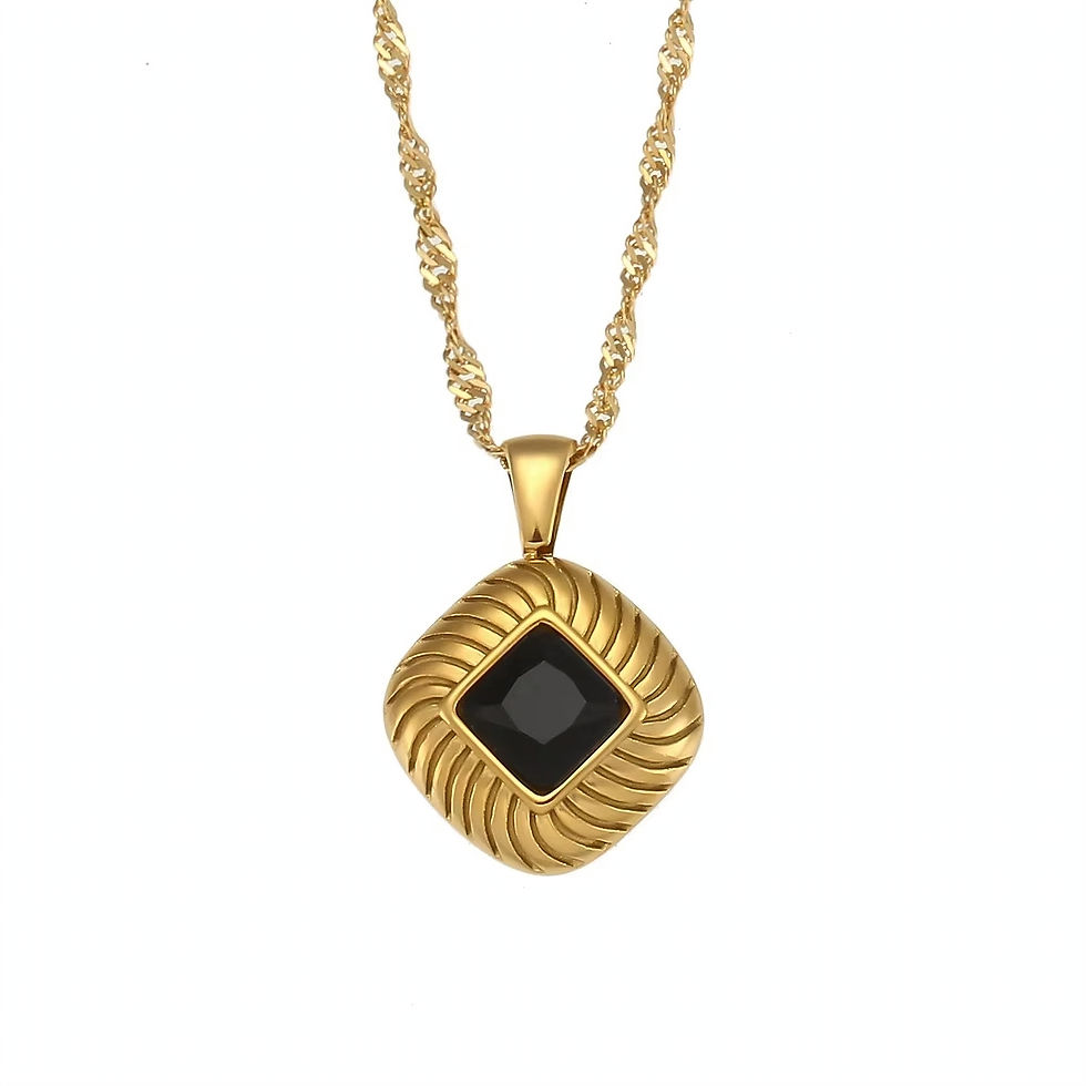 Thumbnail: ROSELLE SQUARE TEXTURED DIAMOND CZ (18K GOLD) NECKLACE