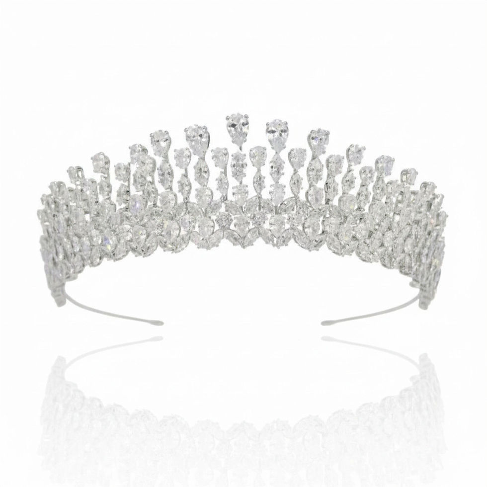 Thumbnail: AMBERELLE ROSALIND CZ (SILVER) BRIDAL TIARA
