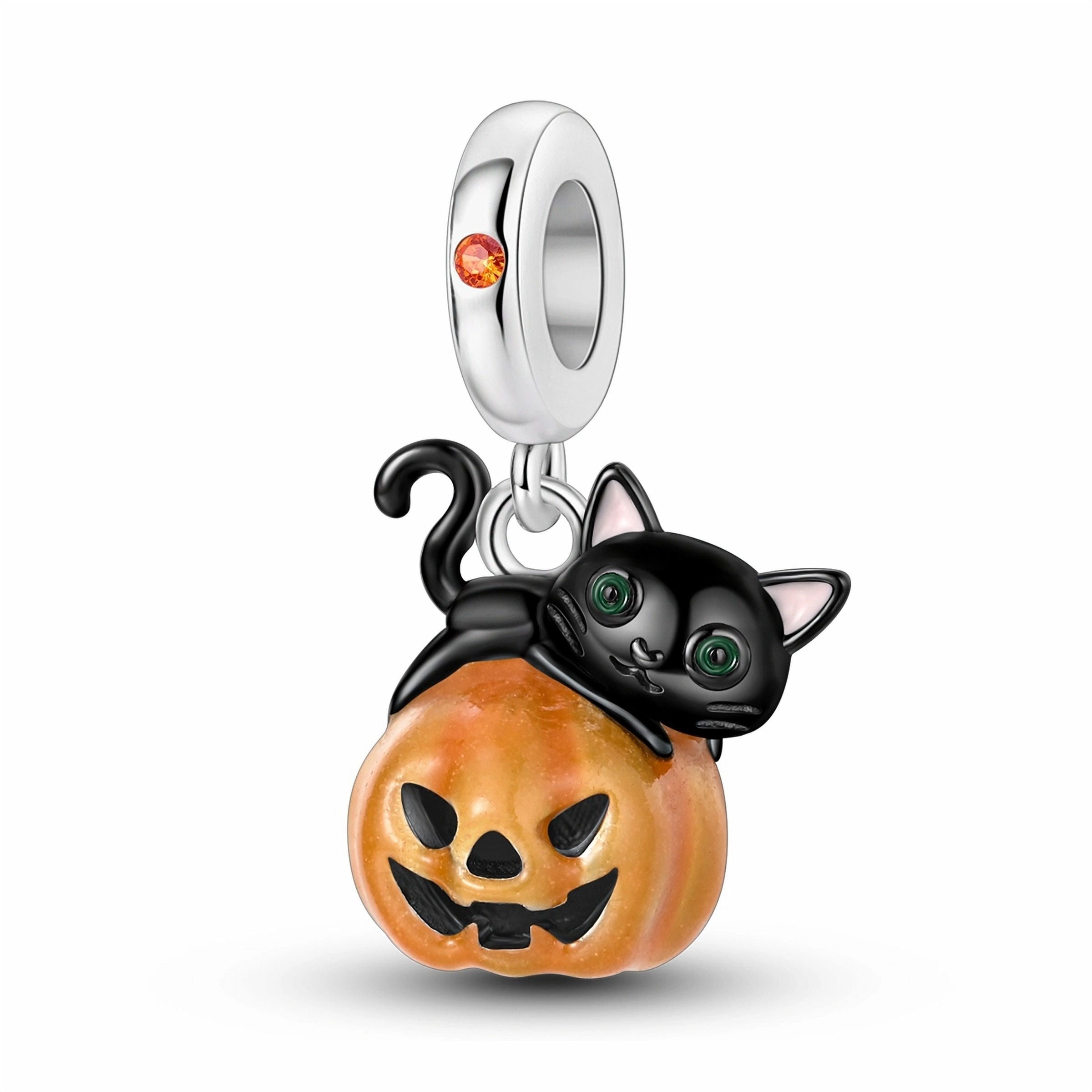 HARMONY KITTY ON A PUMPKIN CZ (SILVER) PENDANT