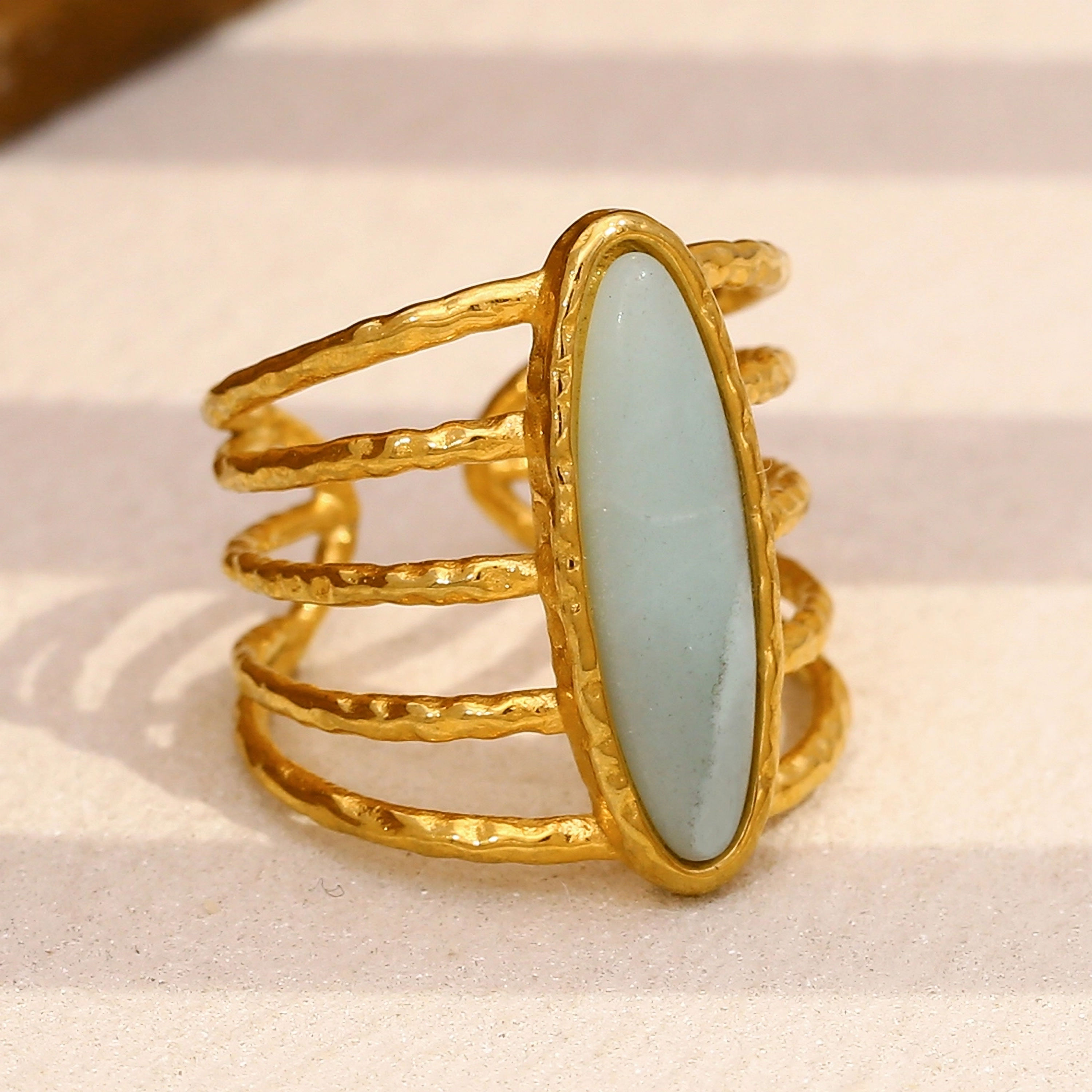 Roselle Oblong Oval Jade 5 Layer (18K G) Ring
