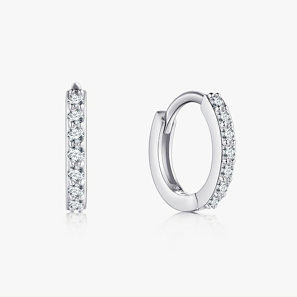 CELINA SIMPLE ROUND PAVE SET CZ (SILVER) HOOP EARRINGS
