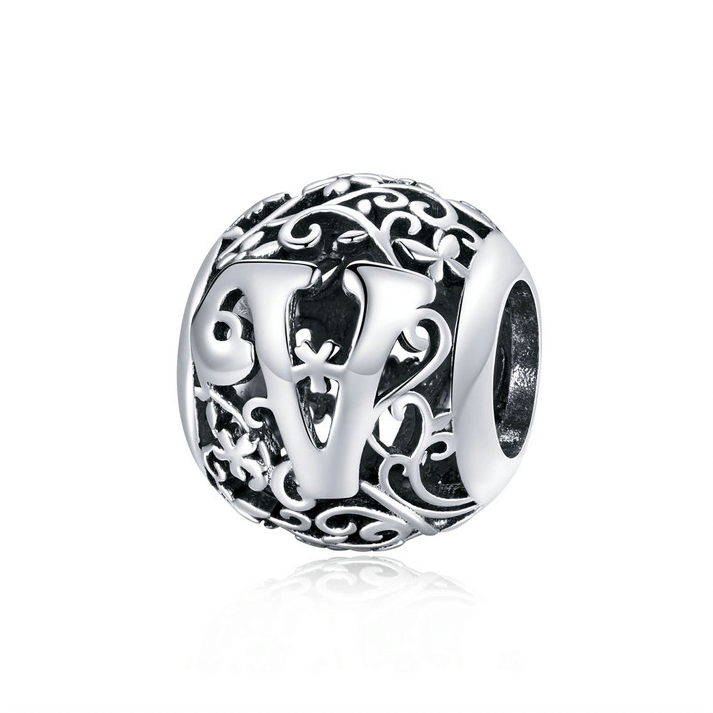 HARMONY FLORAL LETTER V (SILVER) BEAD