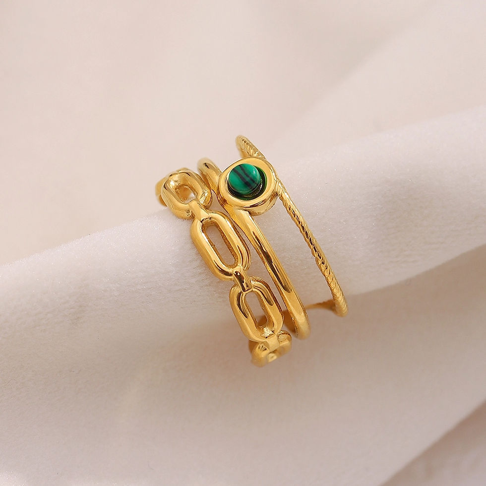 Thumbnail: ROSELLE MALACHITE LINK CHAIN  (18K GOLD) RING