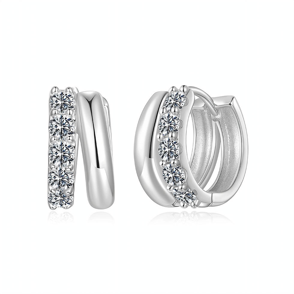 Thumbnail: Celina Elodie Moissanite (WG, G) Hoop Earrings
