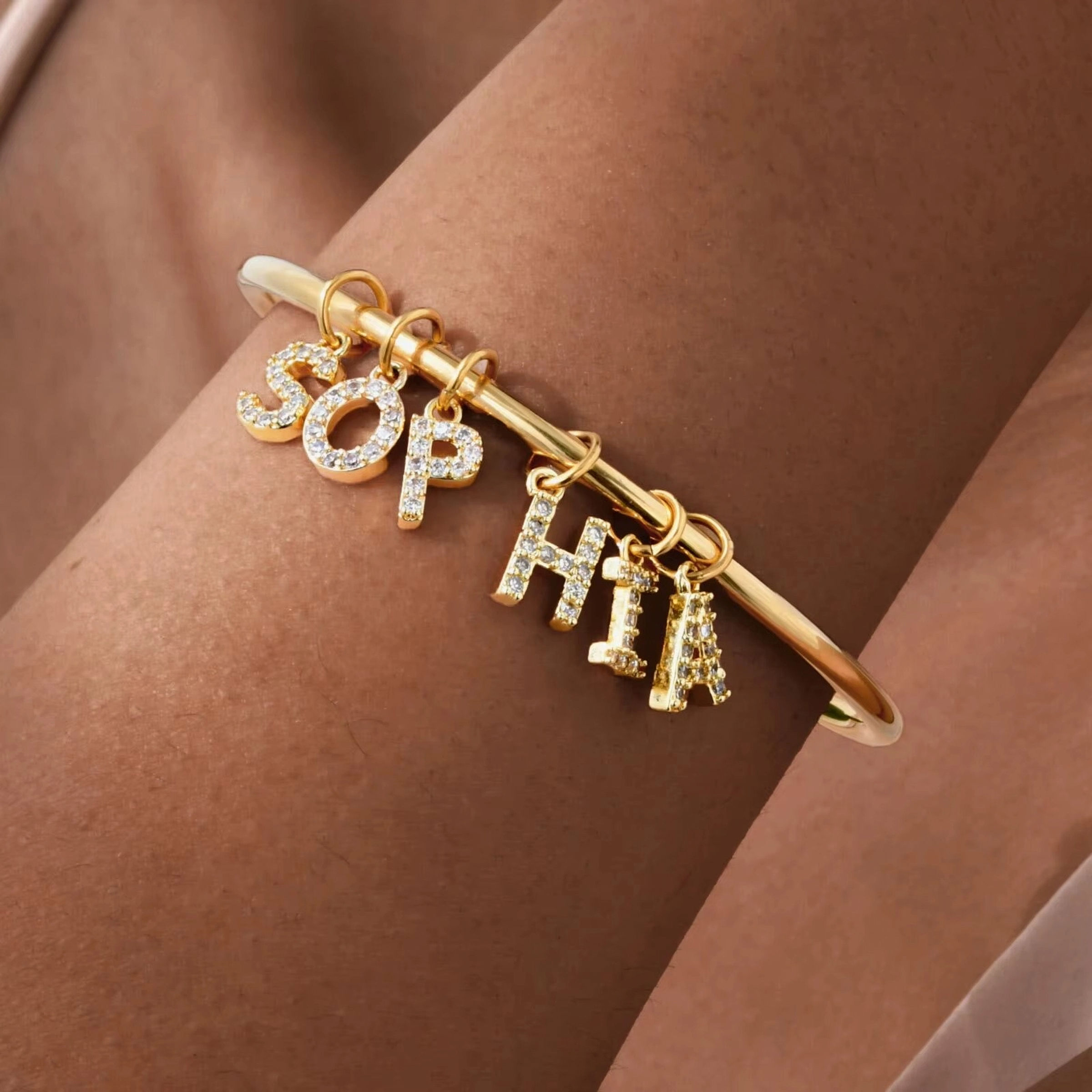 SIGNATURE YOU SPARKLE CZ INITIALS OR NAME (GOLD) BANGLE