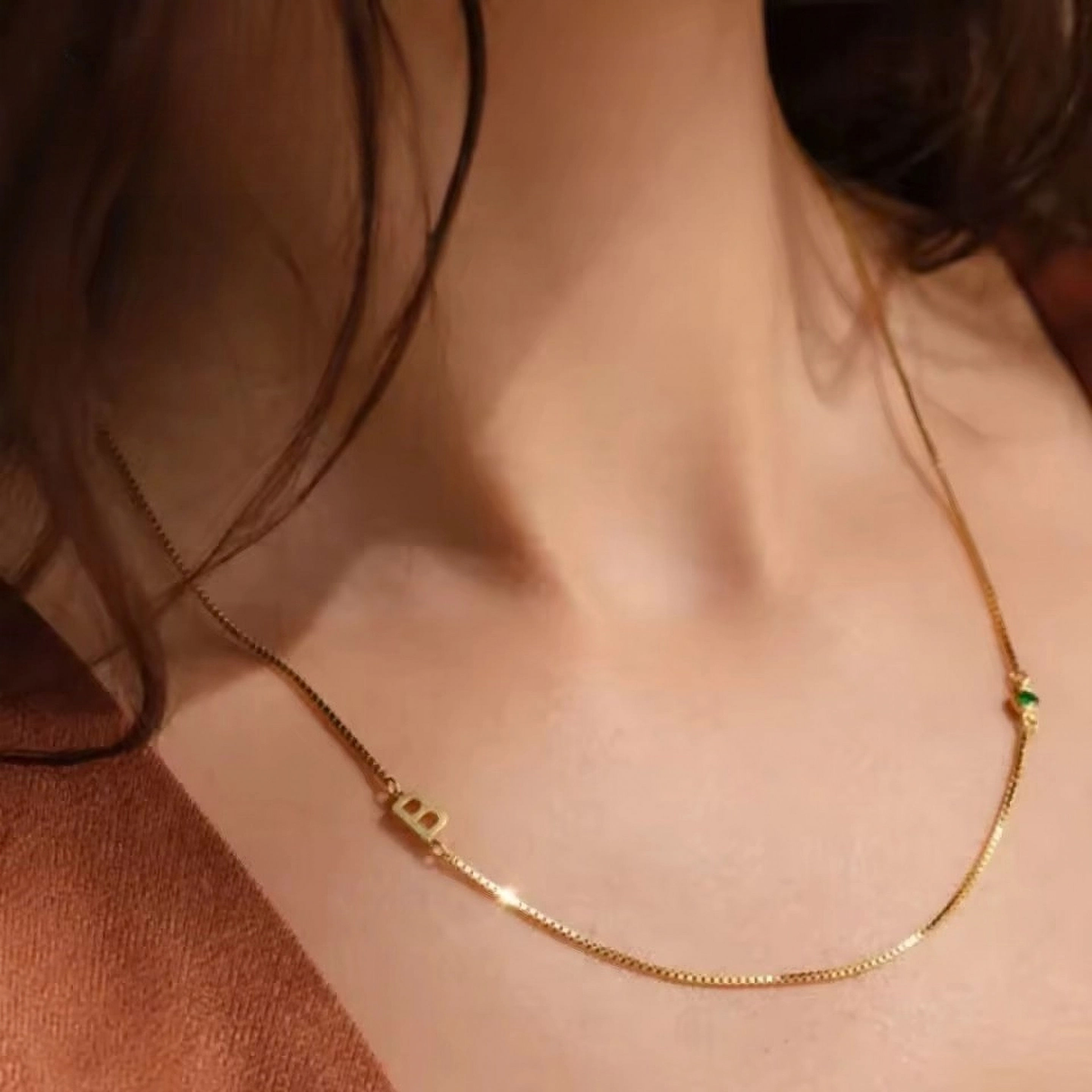 Signature You Initial Space Birthstone CZ (SS, G,RG) Necklace
