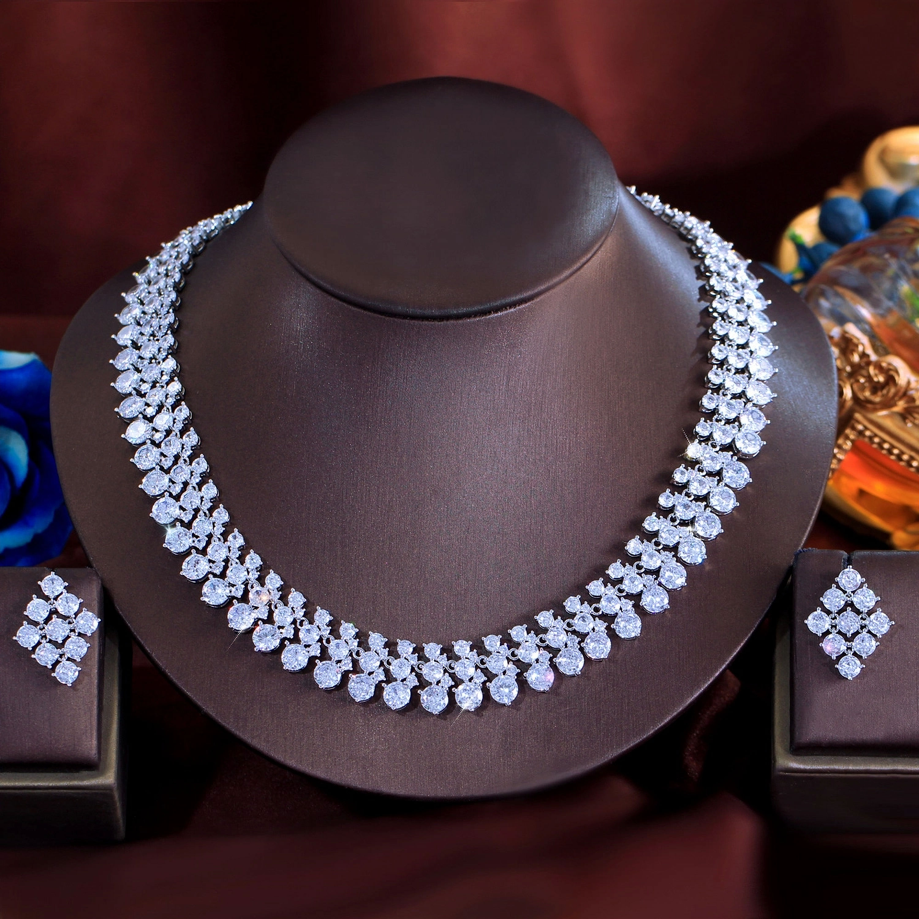 AMBERELLE HARRIET CZ (SILVER) 2 PIECE BRIDAL JEWELLERY SET