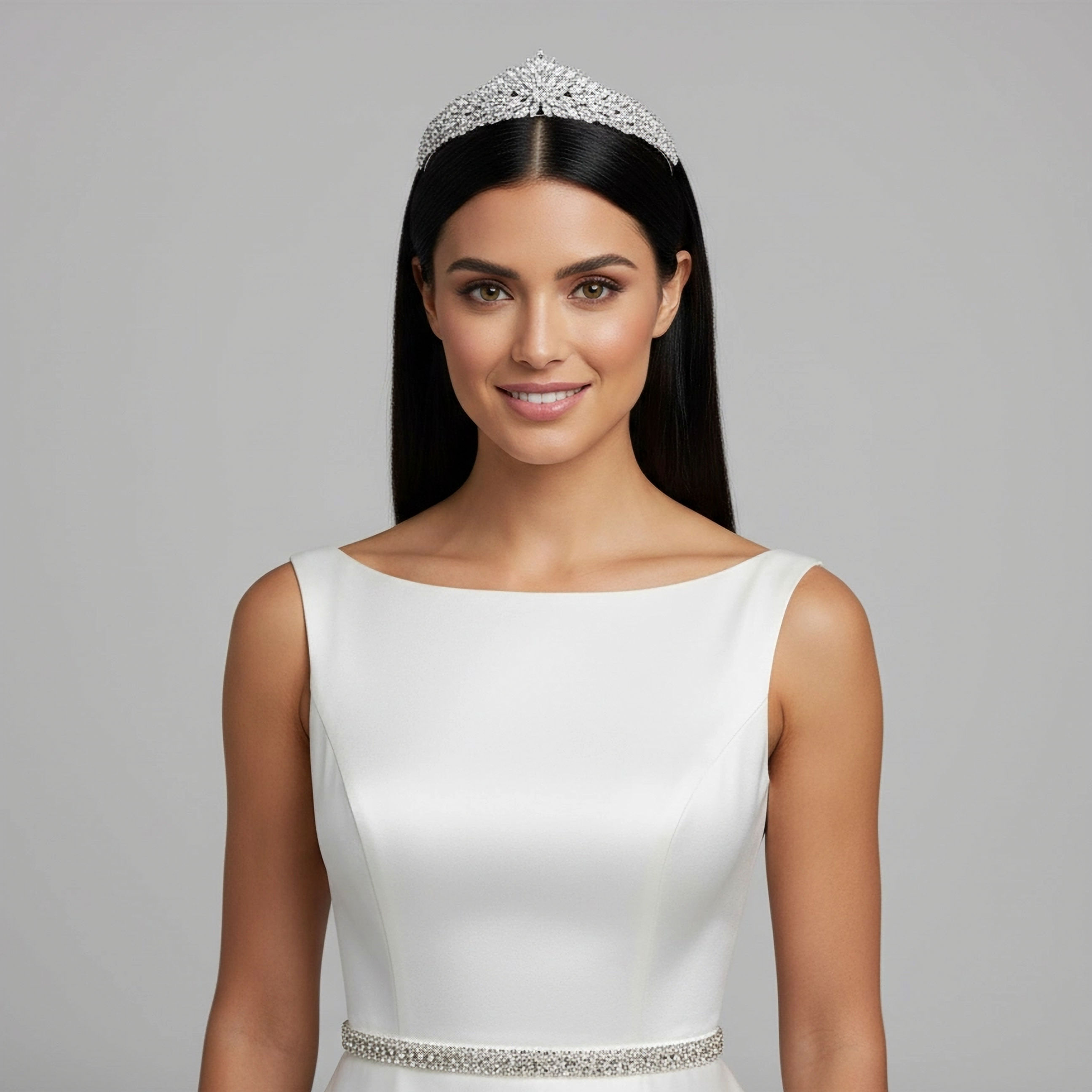 AMBERELLE EVANGELINE CZ (SILVER) BRIDAL TIARA