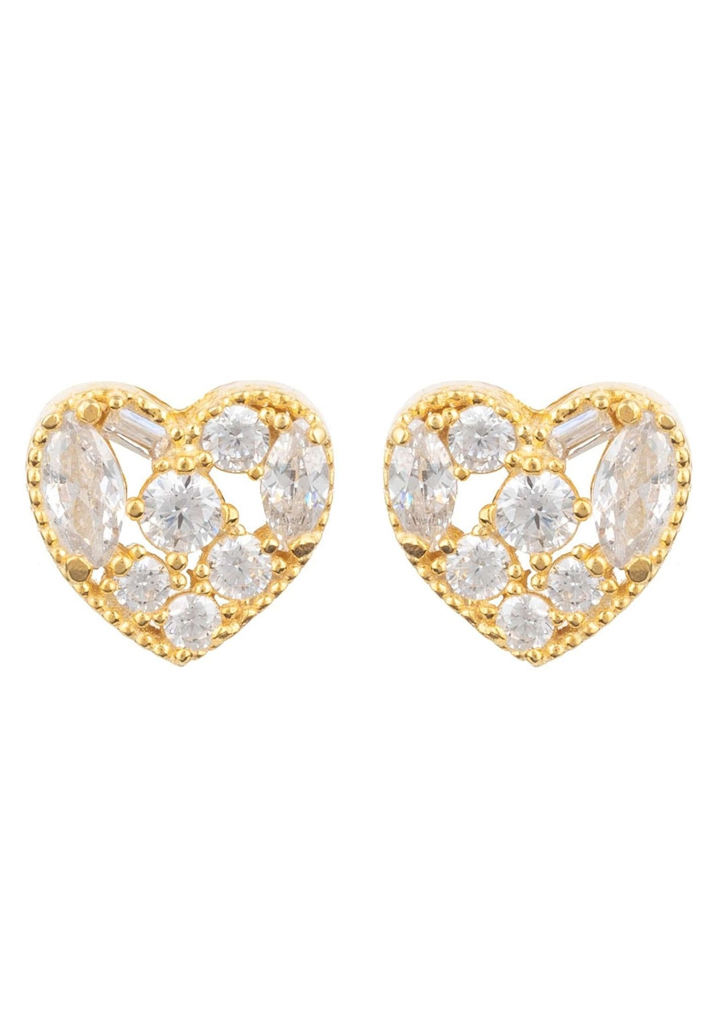 LATELITA HEART SPARKLING CZ (GOLD) STUD EARRINGS