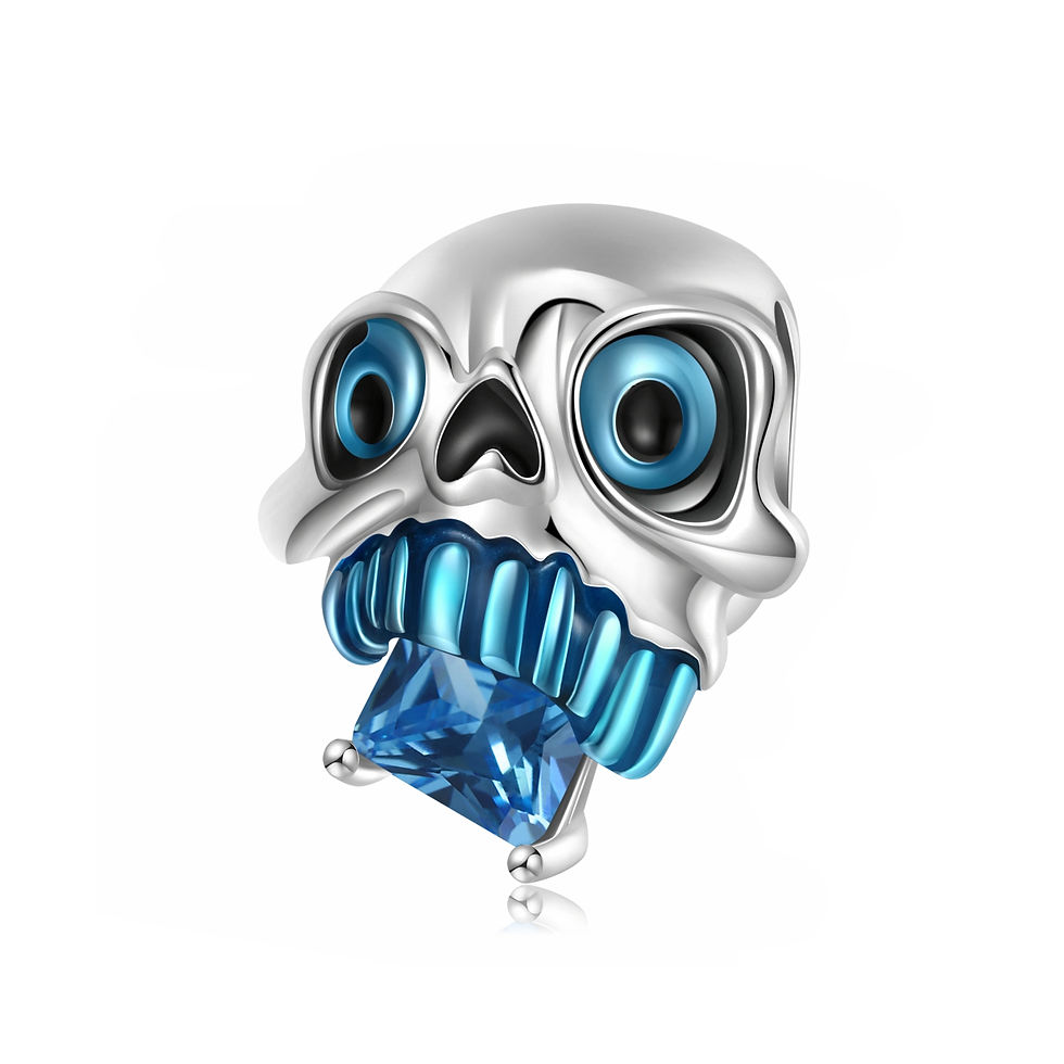 HARMONY HALF SKULL BLUES CZ (SILVER) CHARM