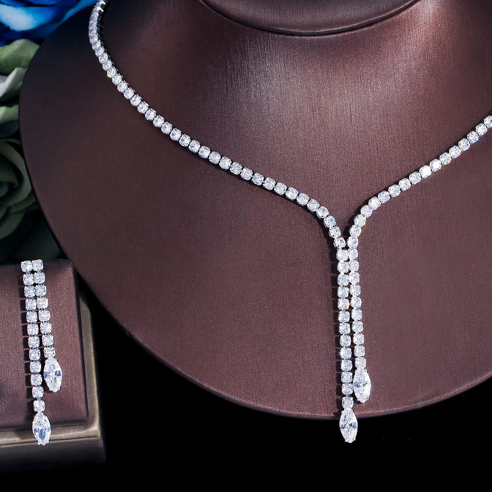 Thumbnail: AMBERELLE MARGARET CZ (SILVER) 2 PIECE BRIDAL JEWELLERY SET